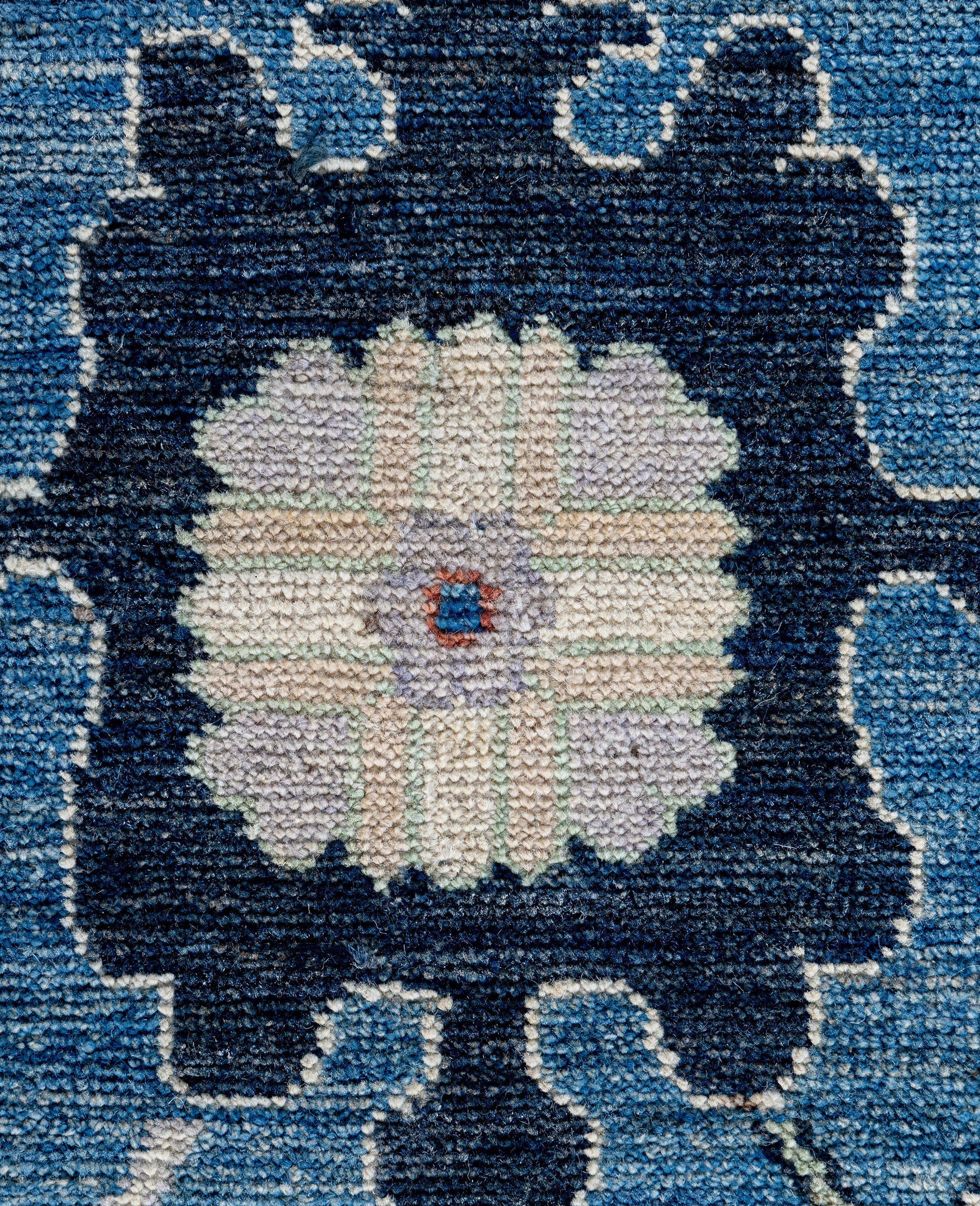 Pakistani Traditional Tribal Oushak Wool Hand Knotted Light Blue Area Rug 8' 0