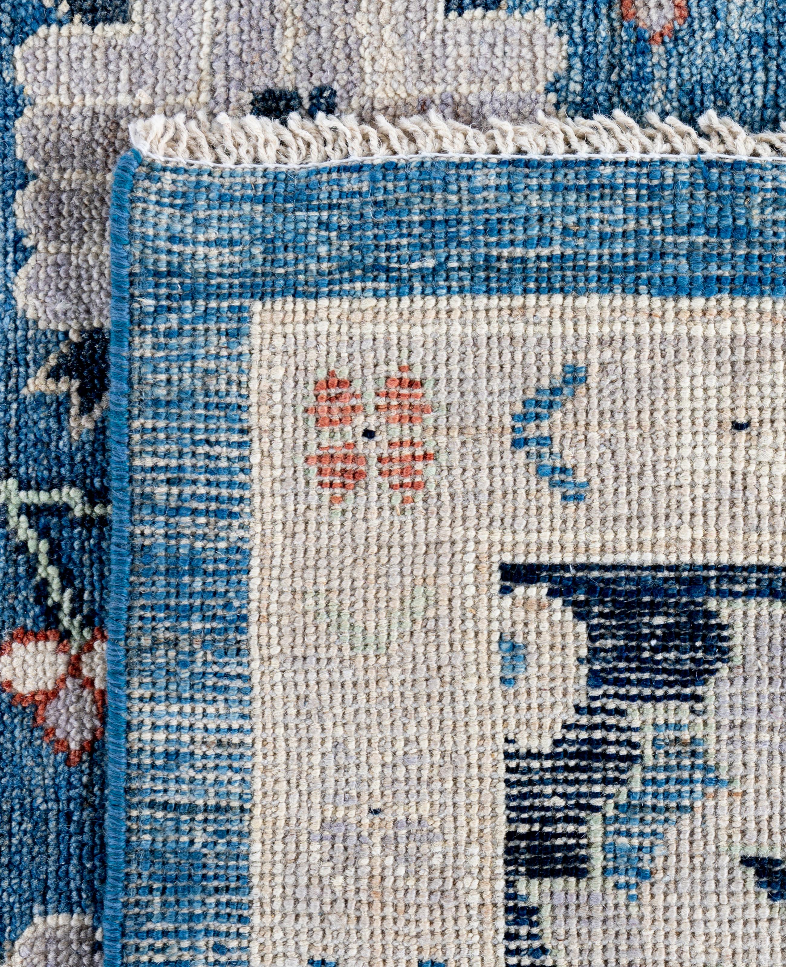 Traditional Tribal Oushak Wool Hand Knotted Light Blue Area Rug 8' 0