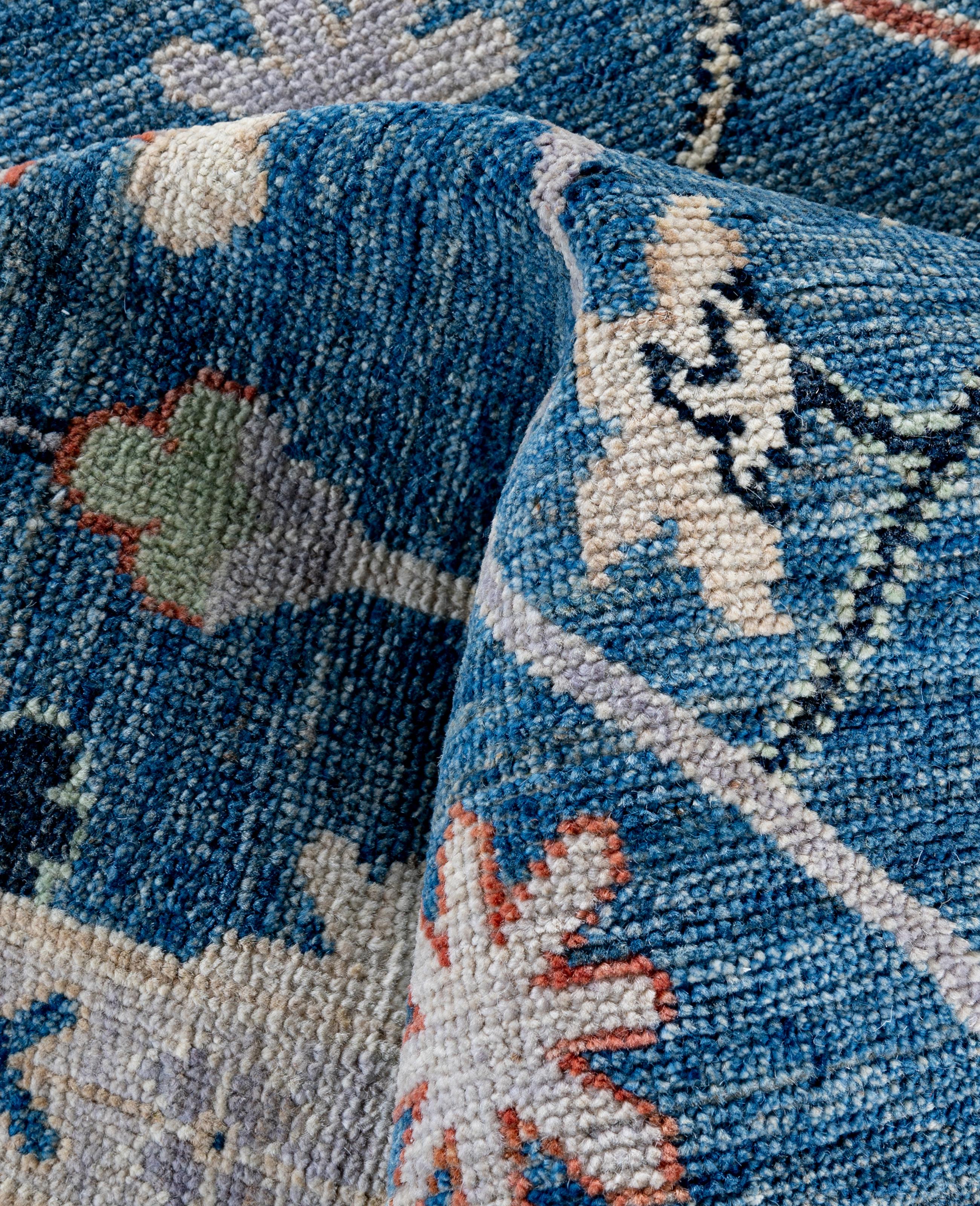Traditional Tribal Oushak Wool Hand Knotted Light Blue Area Rug 8' 0