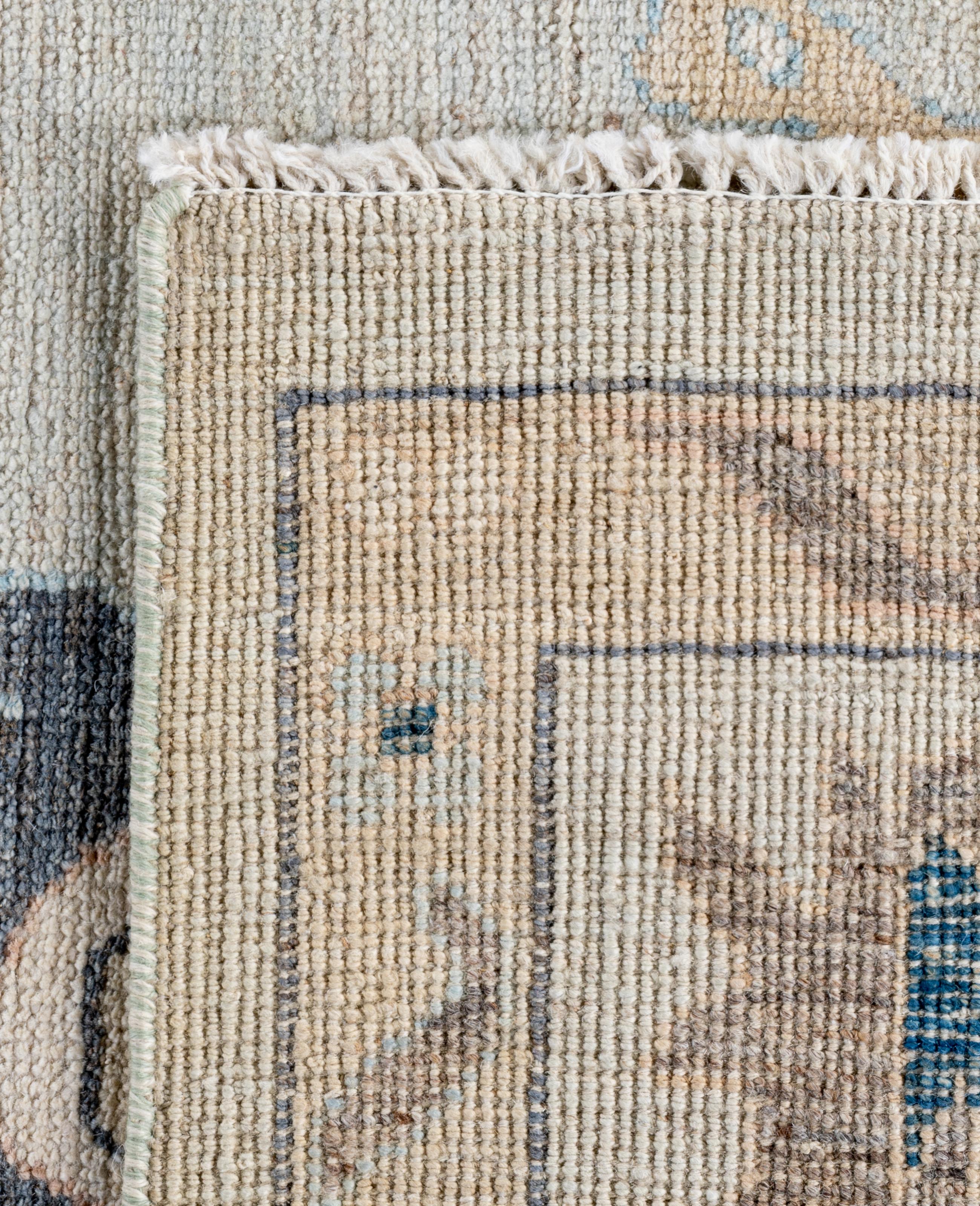 Traditional Tribal Oushak Wool Hand Knotted Light Blue Area Rug 8' 2