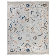Traditional Tribal Oushak Wool Hand Knotted Light Blue Area Rug 8' 2" x 10' 3"