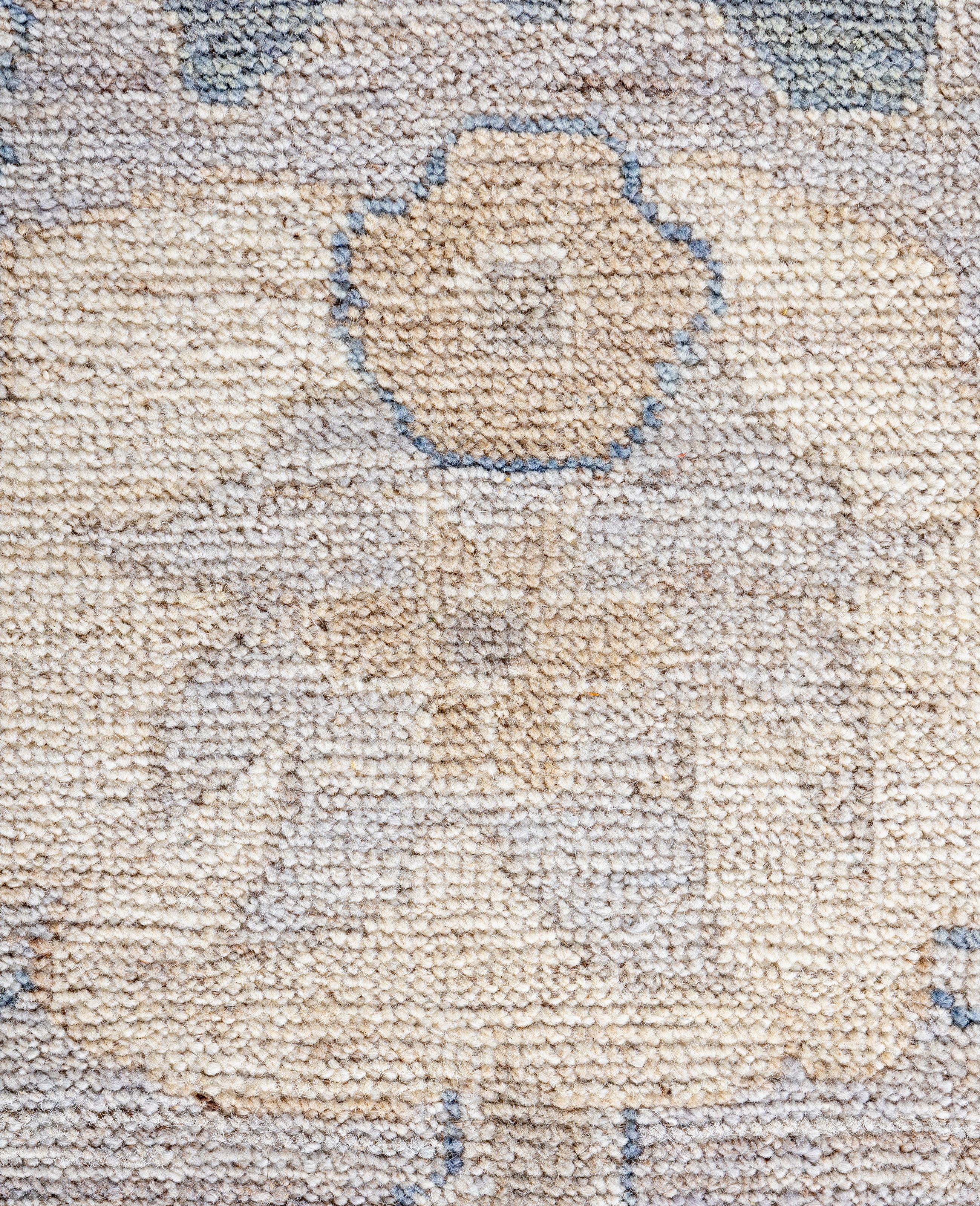 Pakistani Traditional Tribal Oushak Wool Hand Knotted Light Blue Area Rug 9' 0