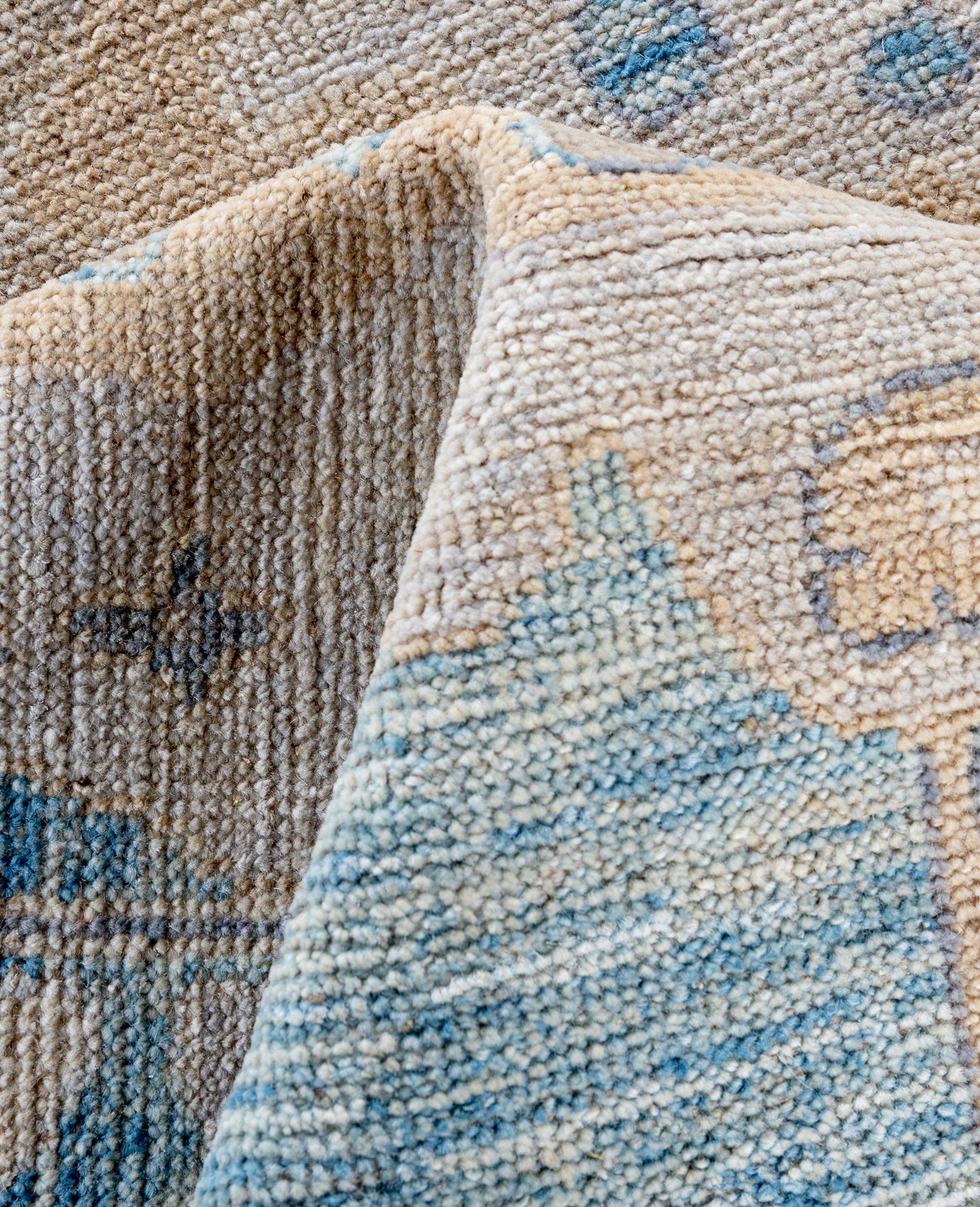 Traditional Tribal Oushak Wool Hand Knotted Light Blue Area Rug 9' 0