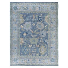 Traditional Tribal Oushak Wool Hand Knotted Light Blue Area Rug 9' 0" x 11' 9"