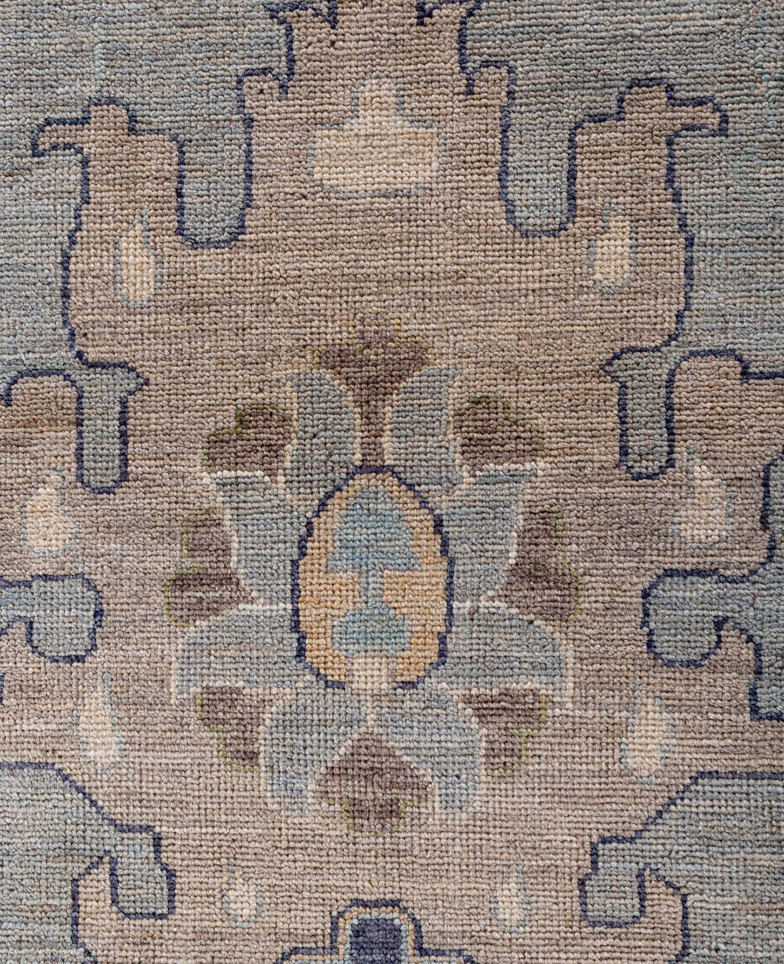 Pakistanais Tapis traditionnel tribal Oushak gris clair noué à la main 10' 0
