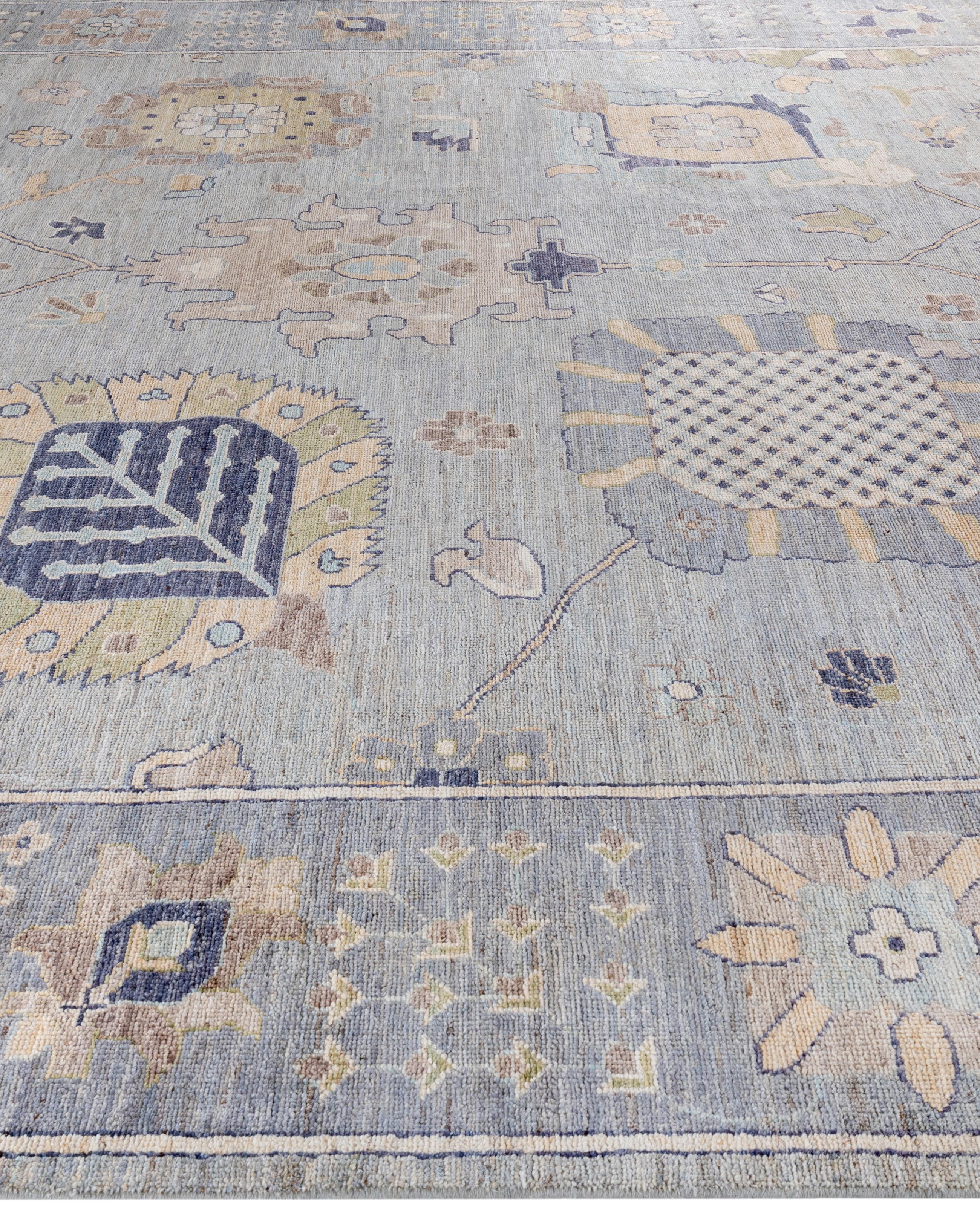 Noué à la main Tapis traditionnel tribal Oushak gris clair noué à la main 10' 0