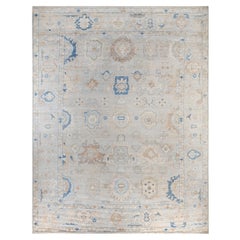 Traditional Tribal Oushak Wool Hand Knotted Light Gray Area Rug 10' 5" x 13' 7"