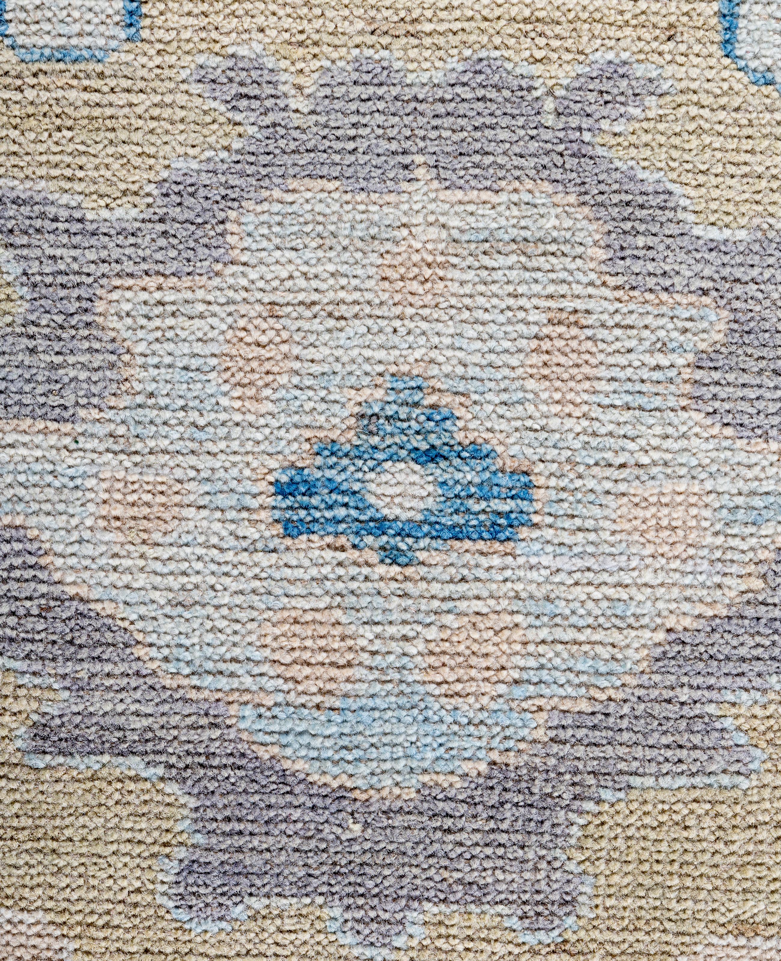 Pakistani Traditional Tribal Oushak Wool Hand Knotted Light Gray Area Rug 8' 1