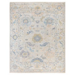 Traditional Tribal Oushak Wool Hand Knotted Light Gray Area Rug 8' 1" x 10' 1"
