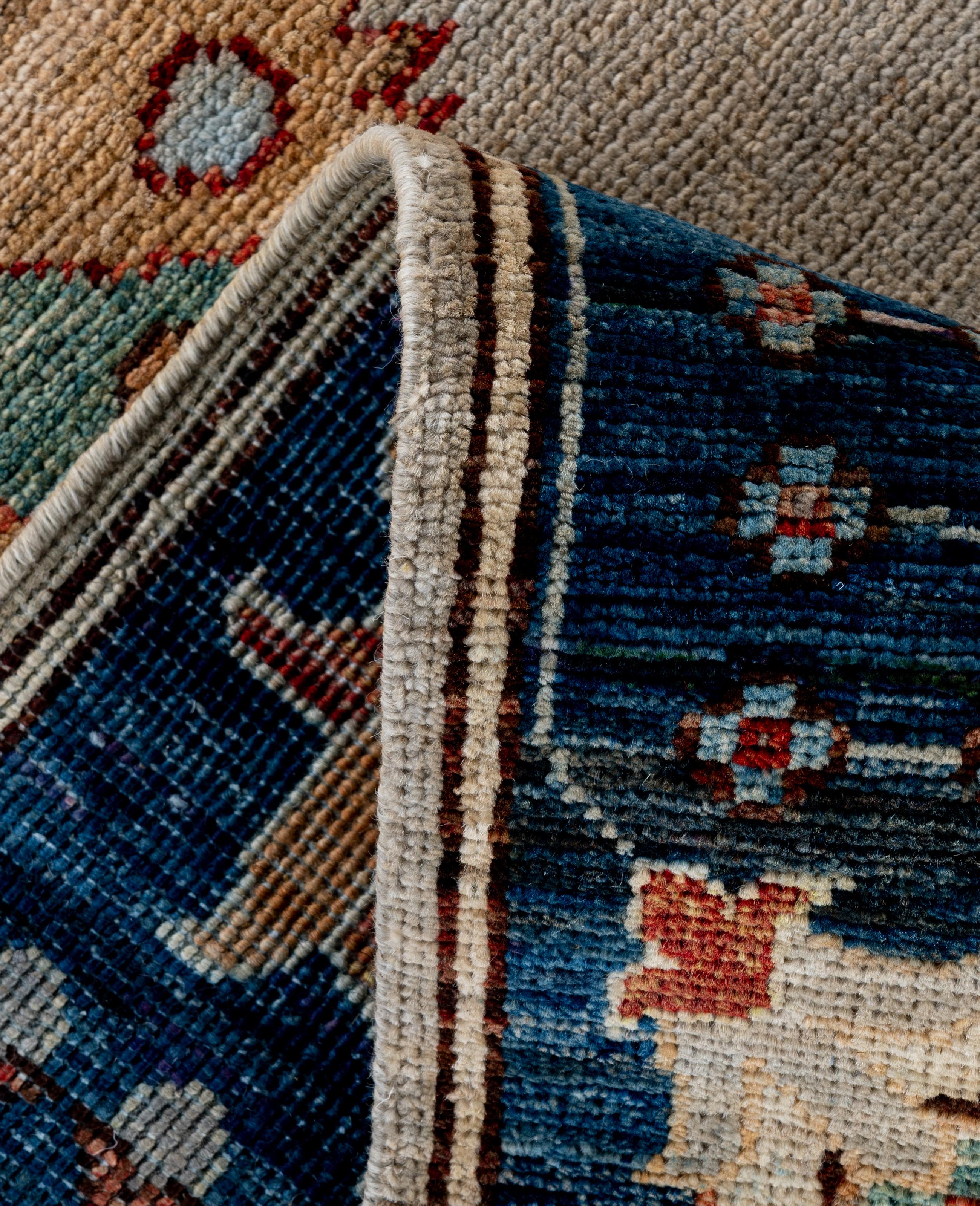 Traditioneller handgeknüpfter Oushak-Wollteppich in Hellgrau, Stammeskunst, 8' 1