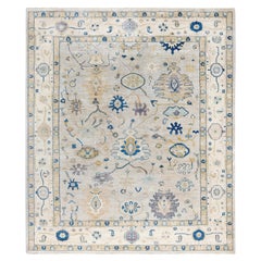Alfombra Tradicional Tribal Oushak de Lana Anudada a Mano Gris Claro 8' 3" x 9' 8