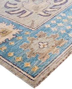 Traditional Tribal Oushak Wool Hand Knotted Light Gray Area Rug 9' 0" x 11' 7"