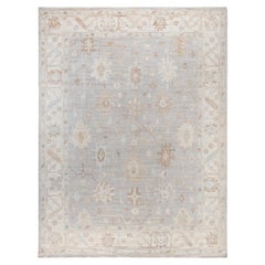 Traditional Tribal Oushak Wool Hand Knotted Light Gray Area Rug 9
 0" x 11
 8"