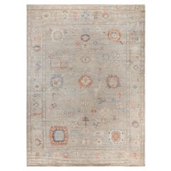 Traditional Tribal Oushak Wool Hand Knotted Light Gray Area Rug 9' 10" x 13' 4"