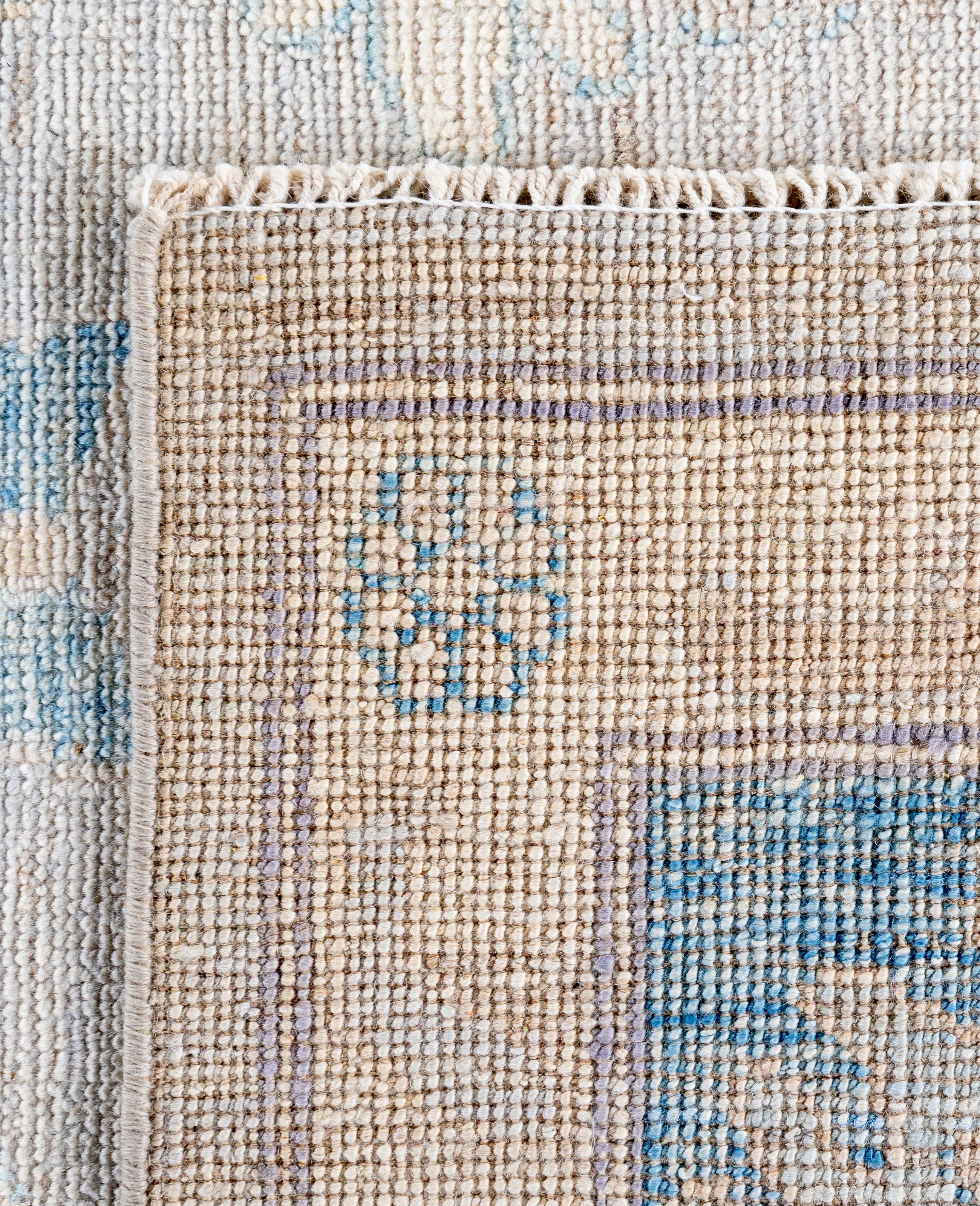 Traditional Tribal Oushak Wool Hand Knotted Light Gray Area Rug 9' 3