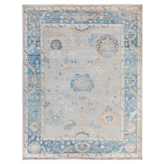Traditional Tribal Oushak Wool Hand Knotted Light Gray Area Rug 9' 3" x 11' 10"