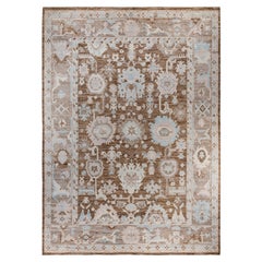 Traditional Tribal Oushak Wool Hand Knotted Light Gray Area Rug 9' 9" x 13' 6"