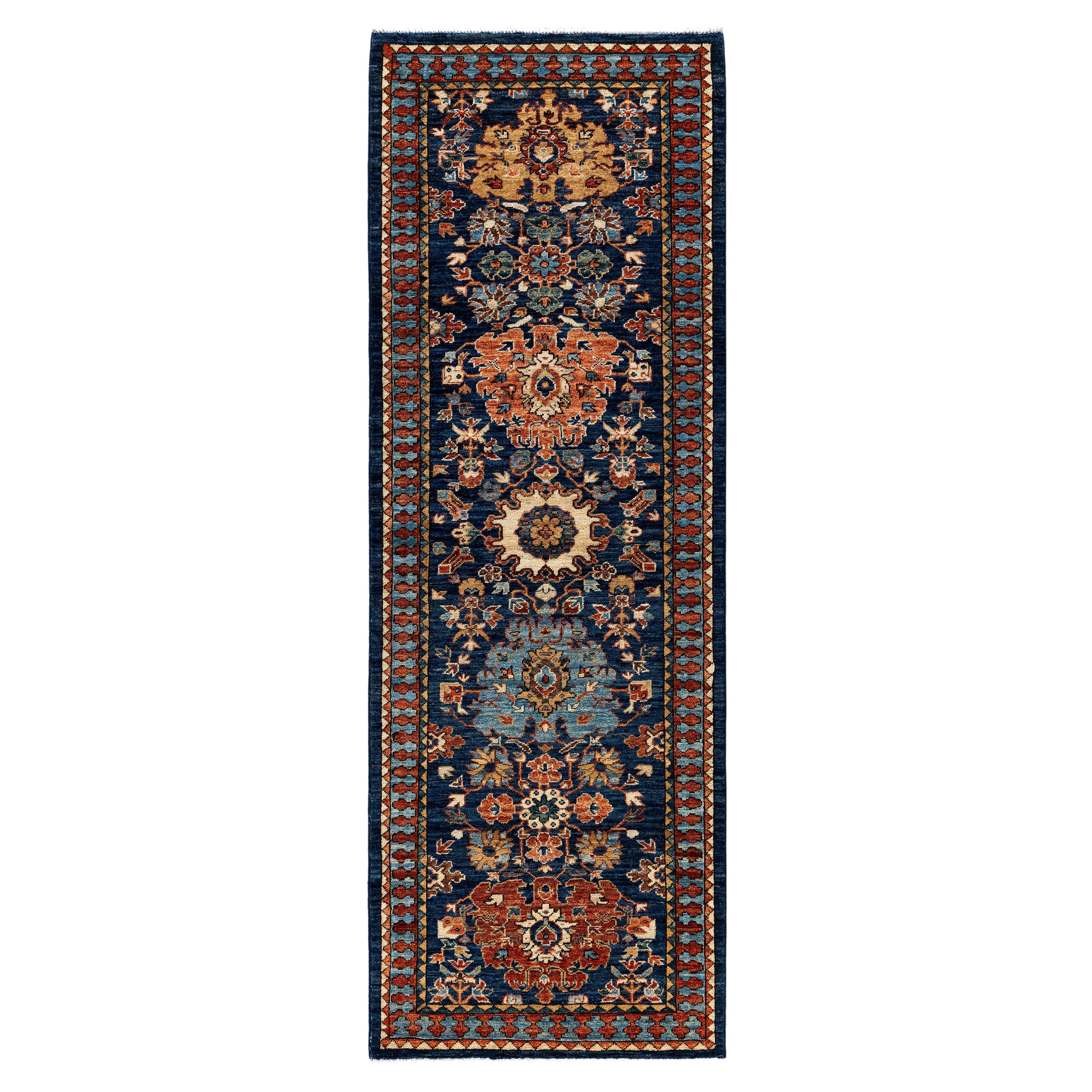 Traditional Tribal Serapi Wool Hand Knotted Blue Area Rug 2' 11" x 8' 2"