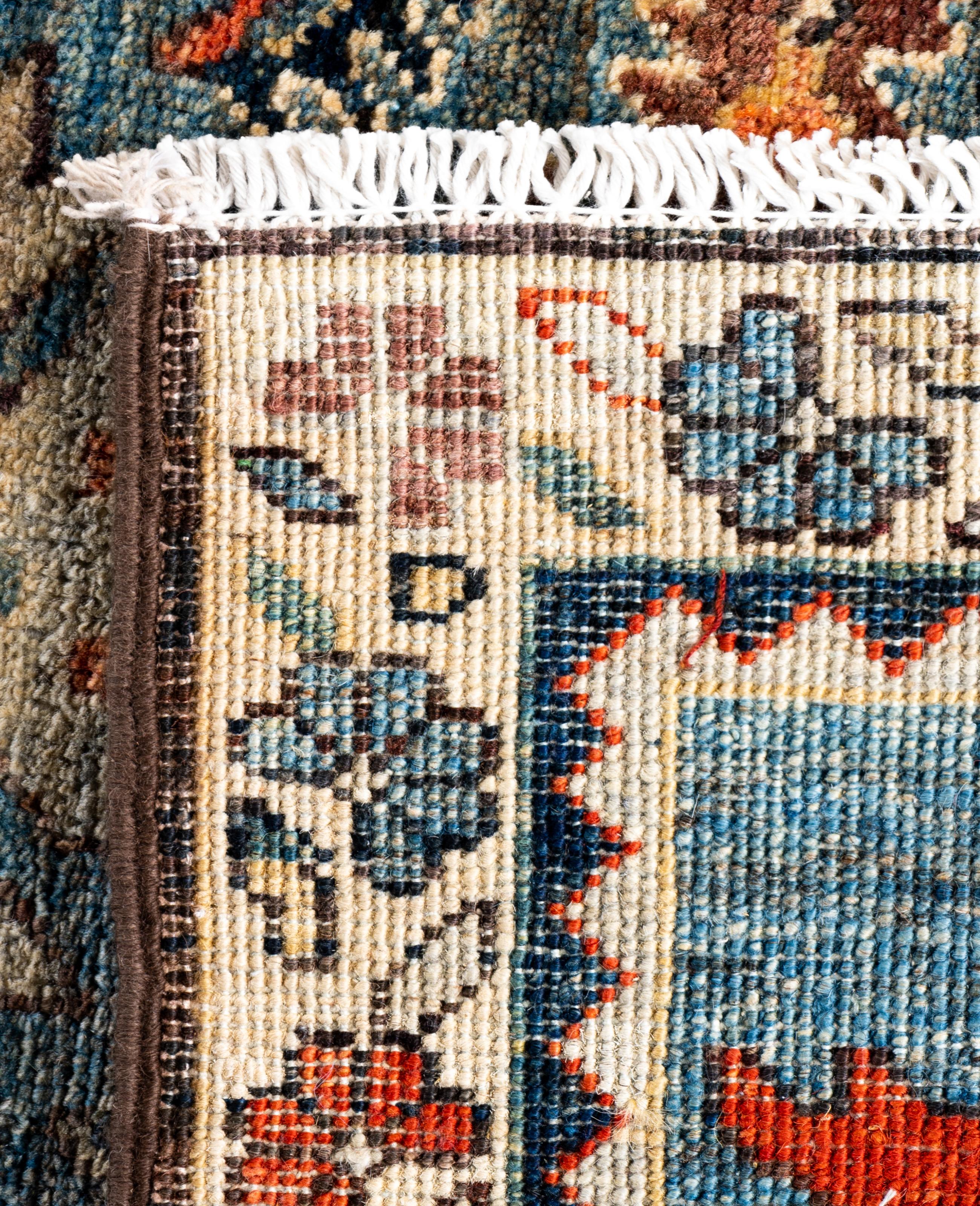 Traditional Tribal Serapi Wool Hand Knotted Blue Area Rug 2' 7