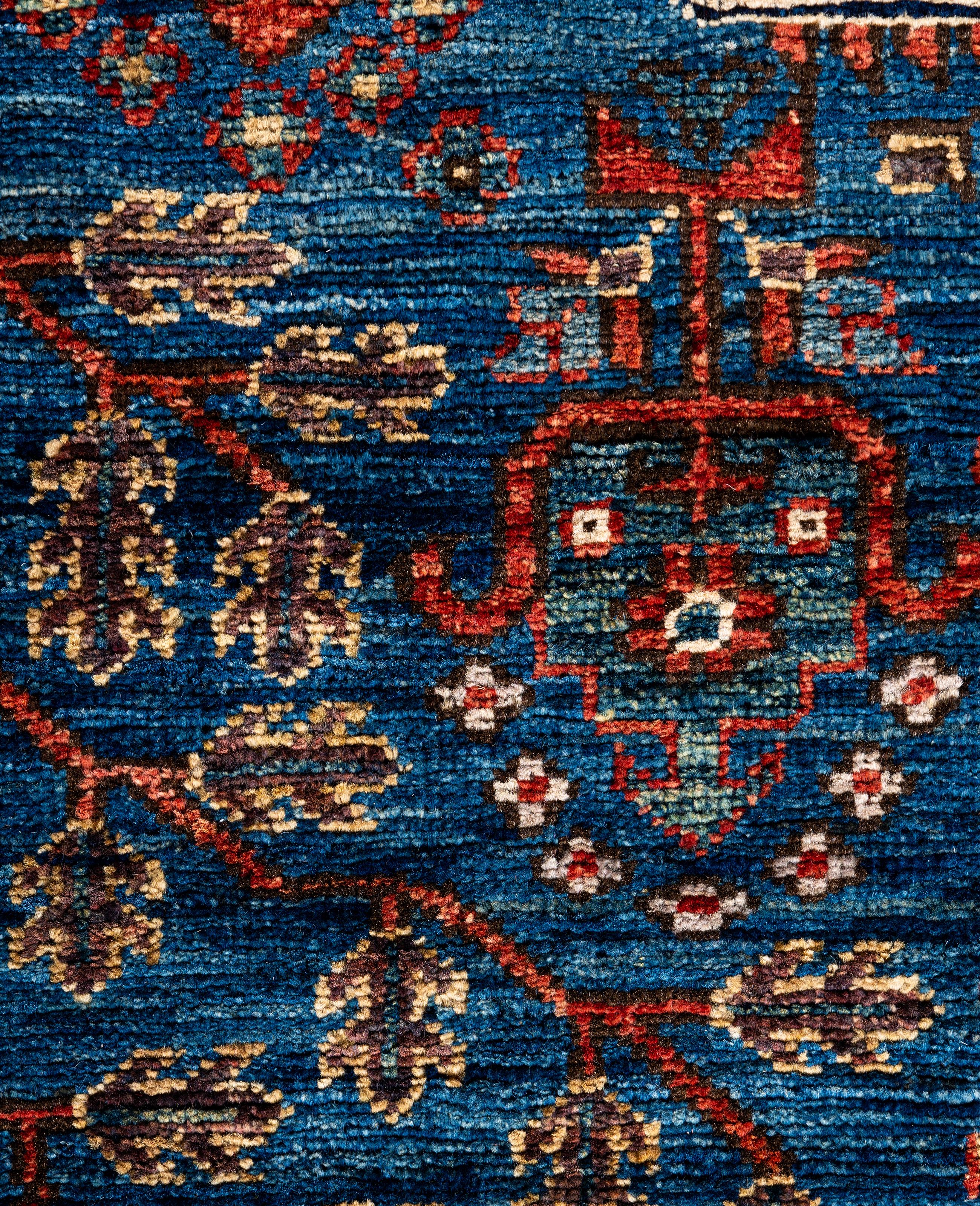Pakistani Traditional Tribal Serapi Wool Hand Knotted Blue Area Rug 2' 8