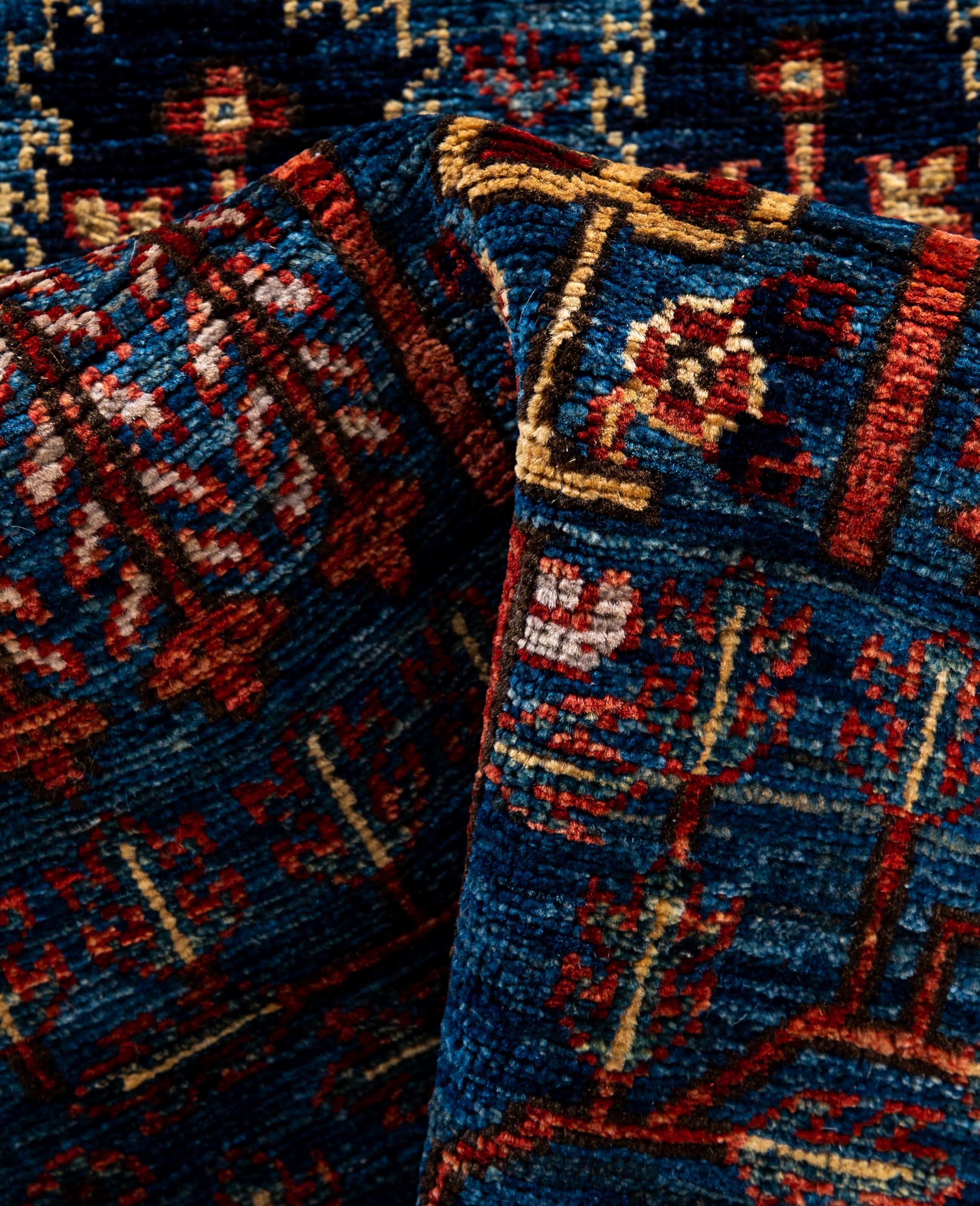 Traditional Tribal Serapi Wool Hand Knotted Blue Area Rug 2' 8