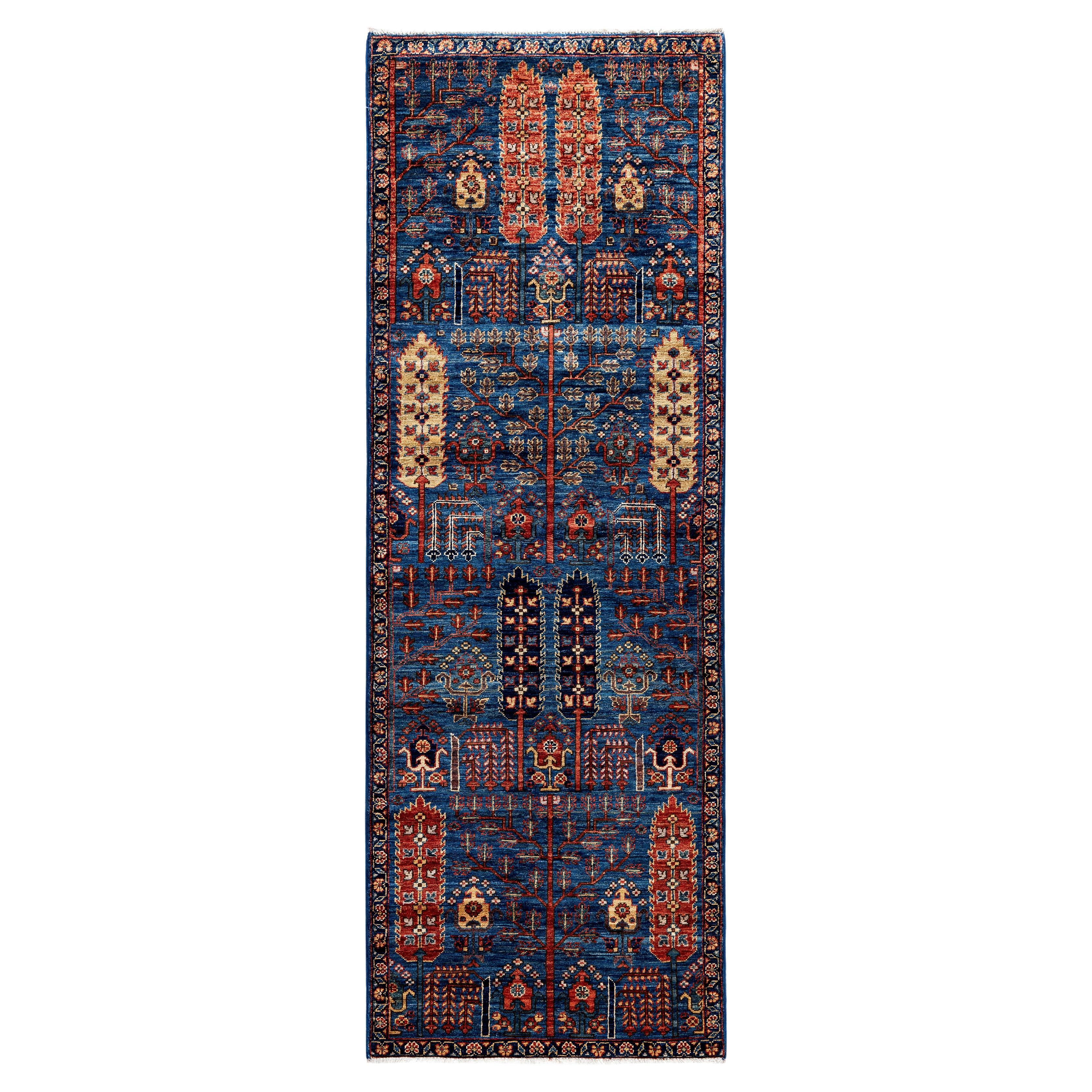 Traditional Tribal Serapi Wool Hand Knotted Blue Area Rug 2' 8" x 7' 9" For Sale
