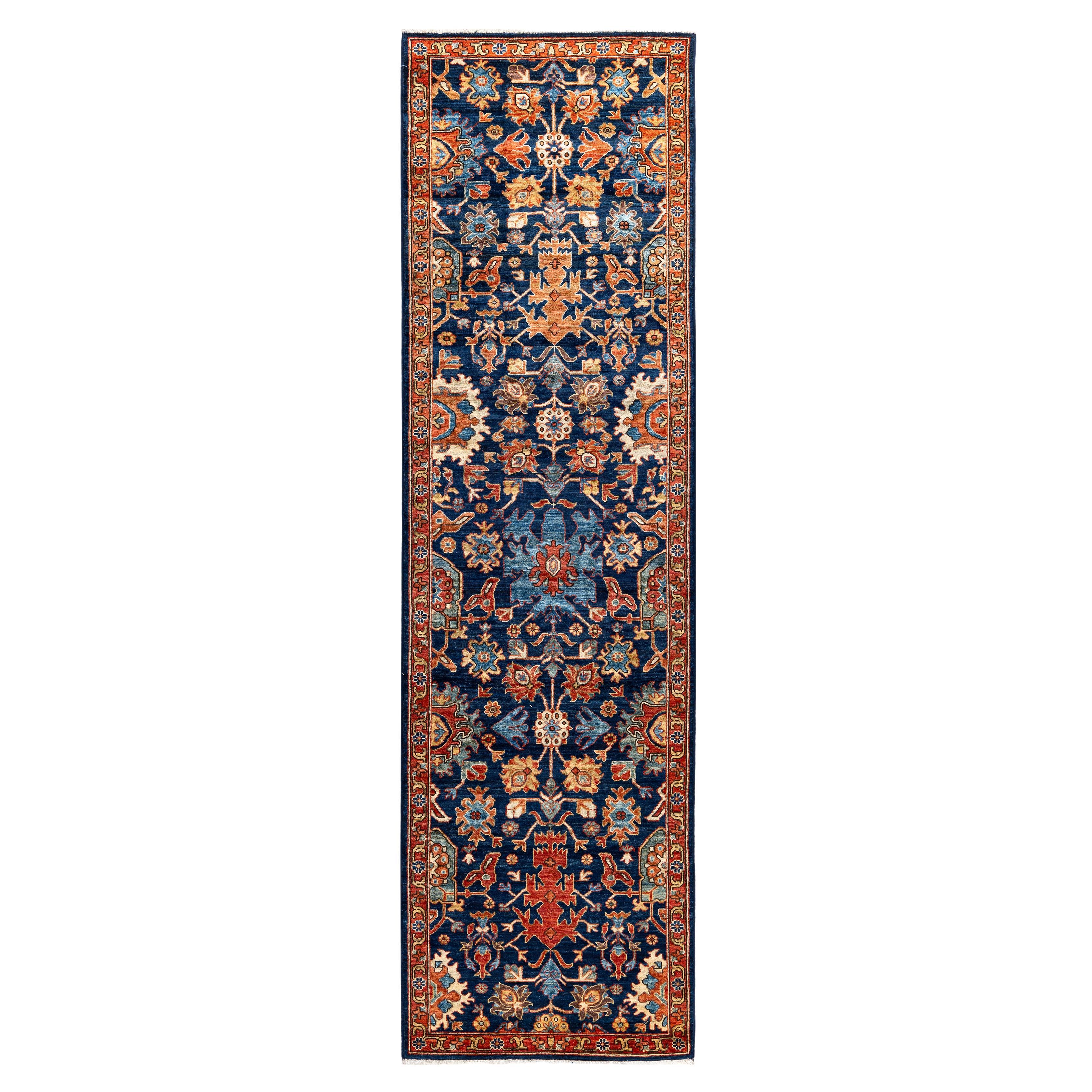 Traditional Tribal Serapi Wool Hand Knotted Blue Area Rug 2' 9" x 10' 2"