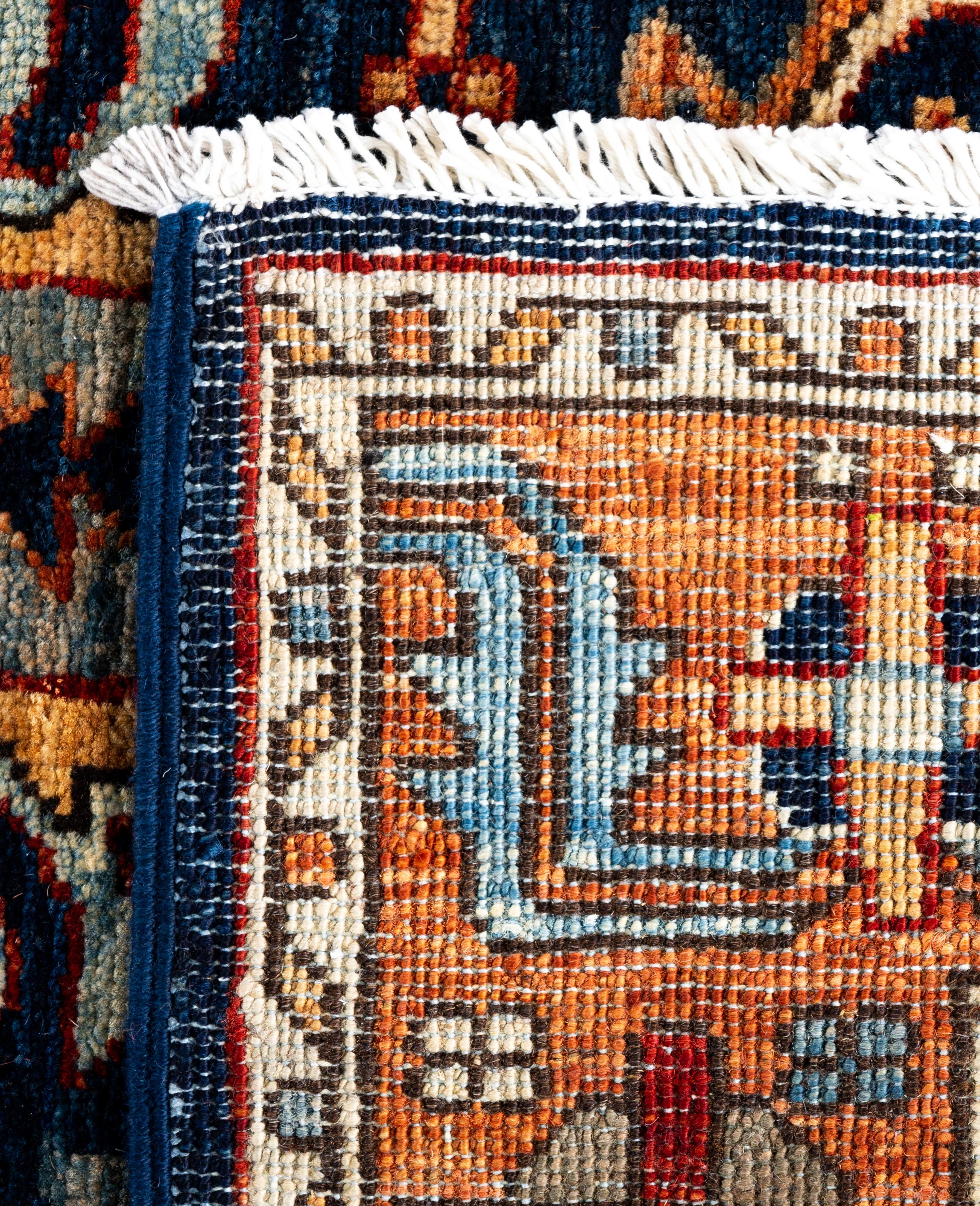 Traditional Tribal Serapi Wool Hand Knotted Blue Area Rug 2' 9