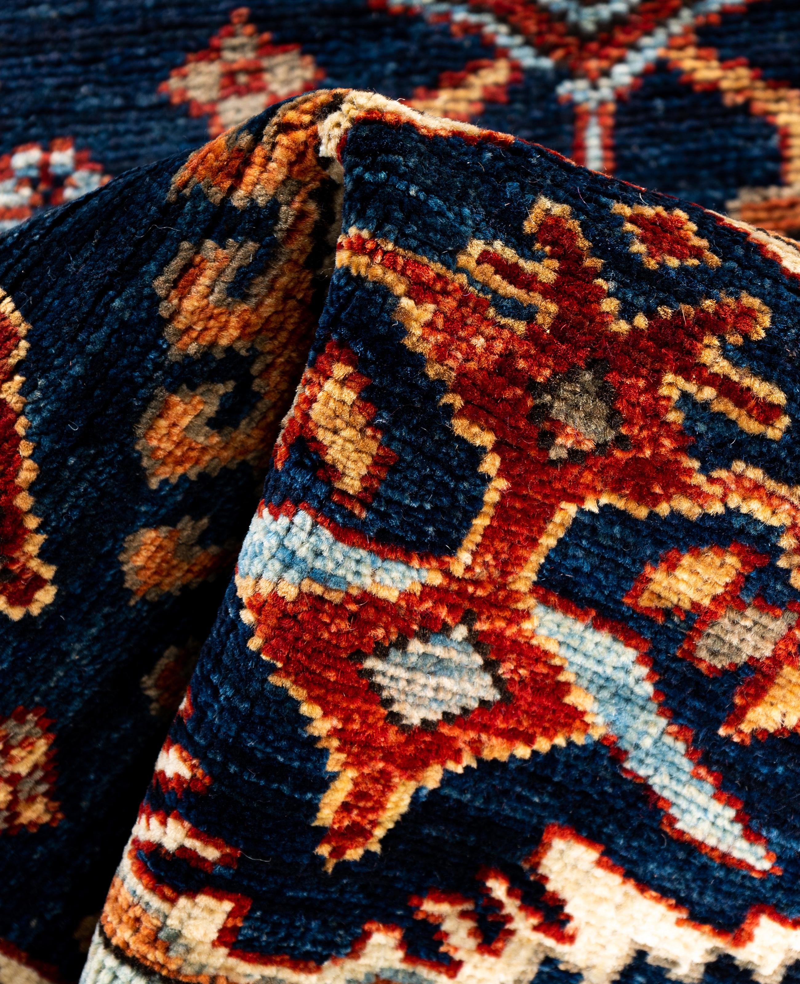 Traditional Tribal Serapi Wool Hand Knotted Blue Area Rug 2' 9