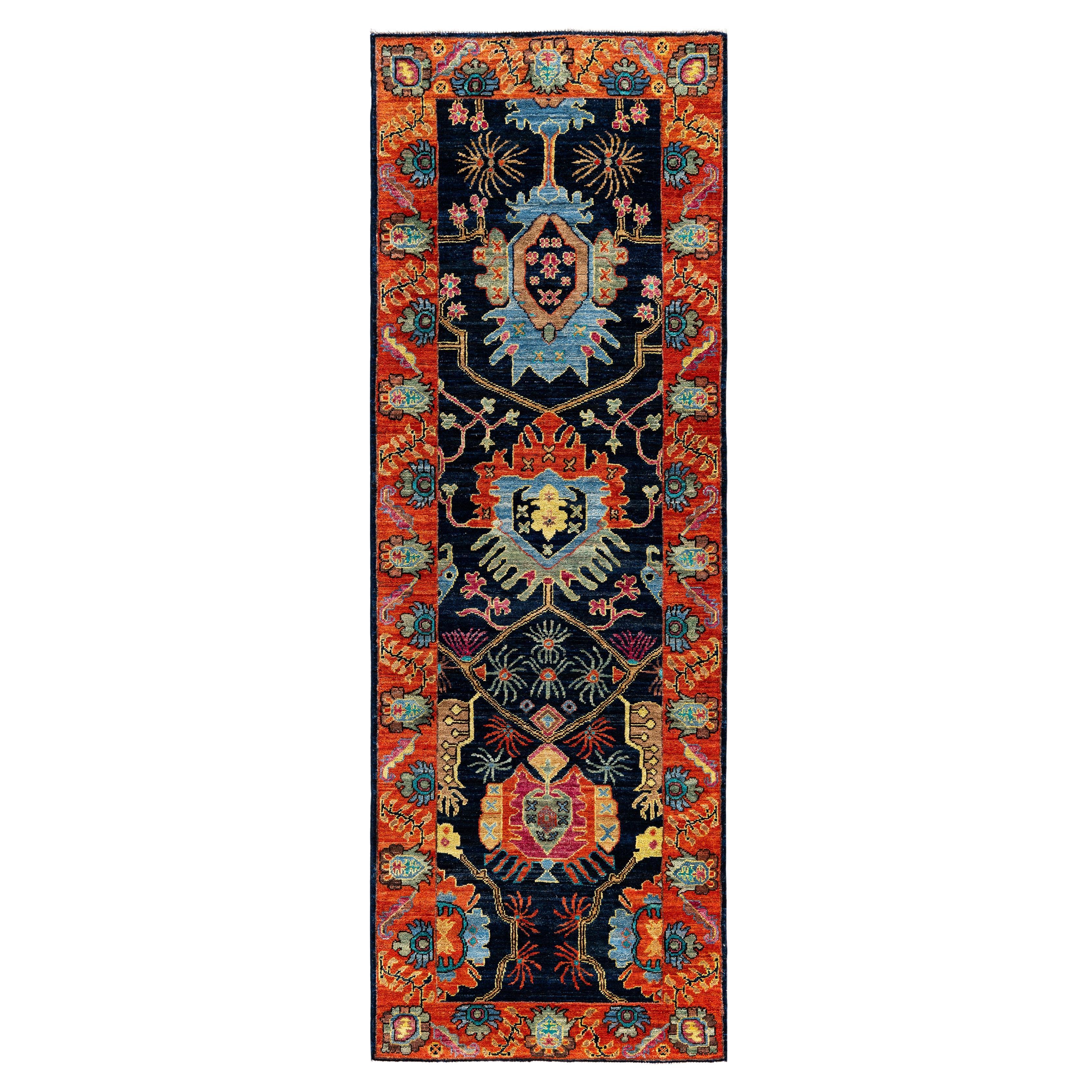 Traditional Tribal Serapi Wool Hand Knotted Blue Area Rug 2' 9" x 7' 11"