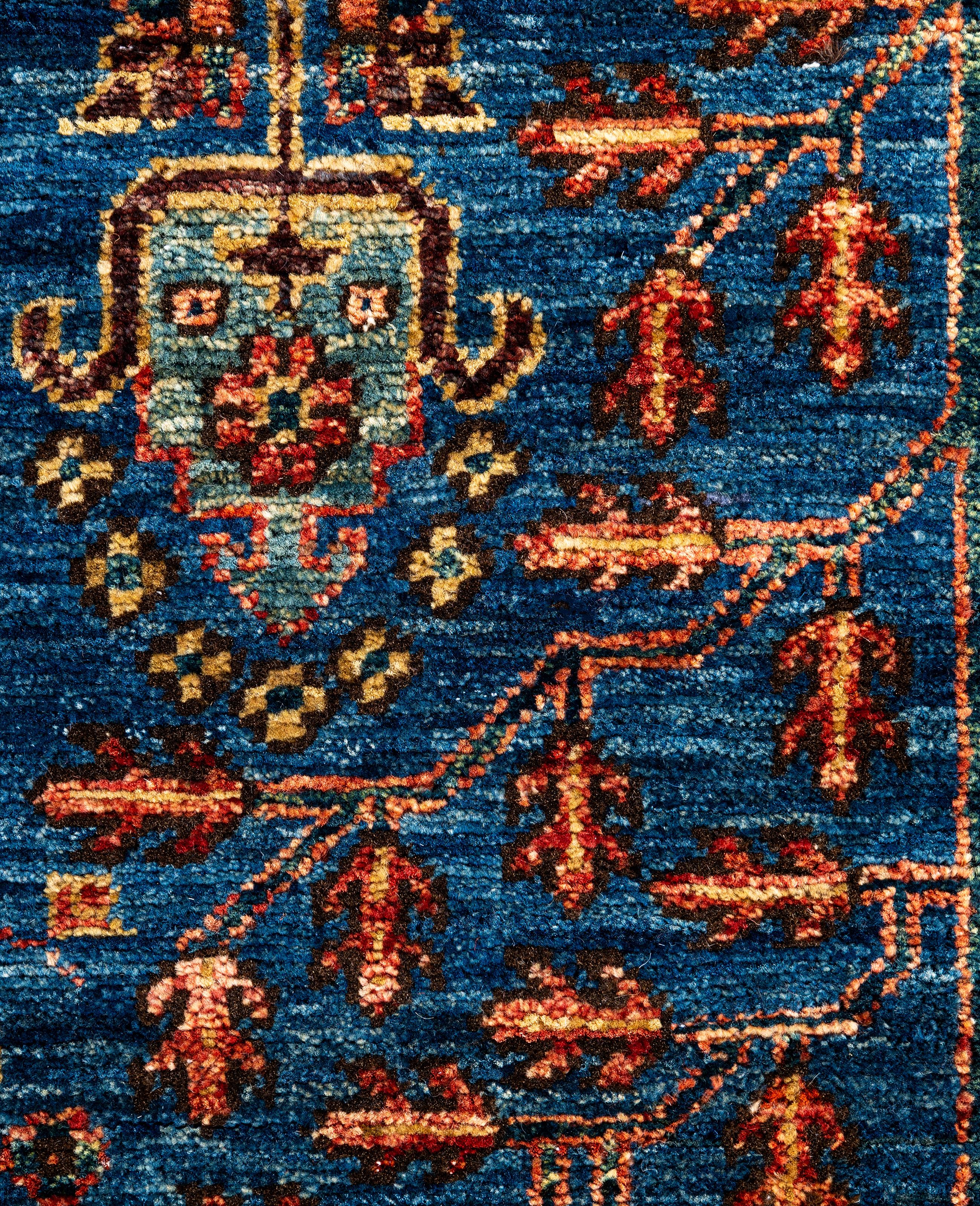 Pakistani Traditional Tribal Serapi Wool Hand Knotted Blue Area Rug 2' 9