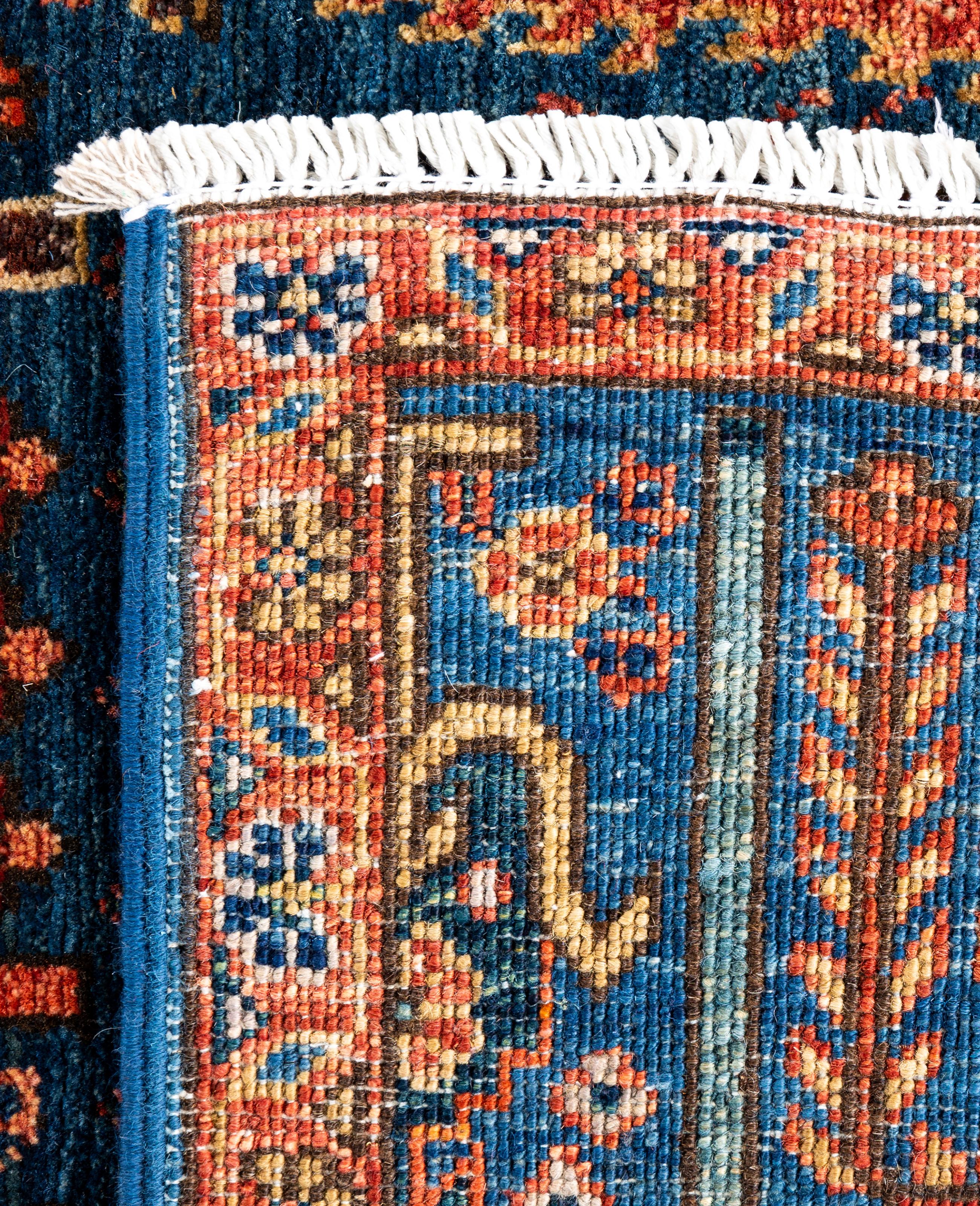 Traditional Tribal Serapi Wool Hand Knotted Blue Area Rug 2' 9
