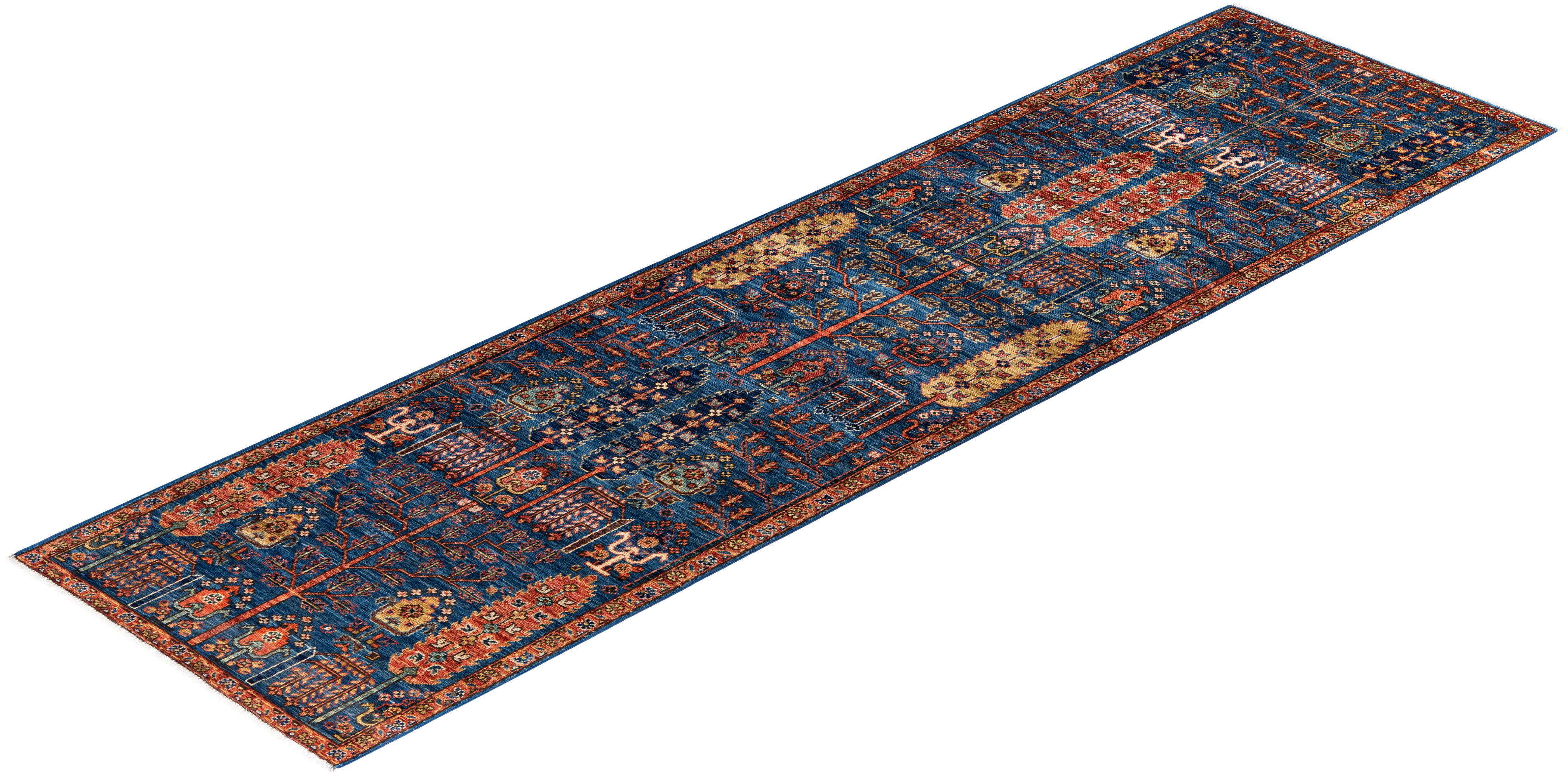 Traditional Tribal Serapi Wool Hand Knotted Blue Area Rug 2' 9
