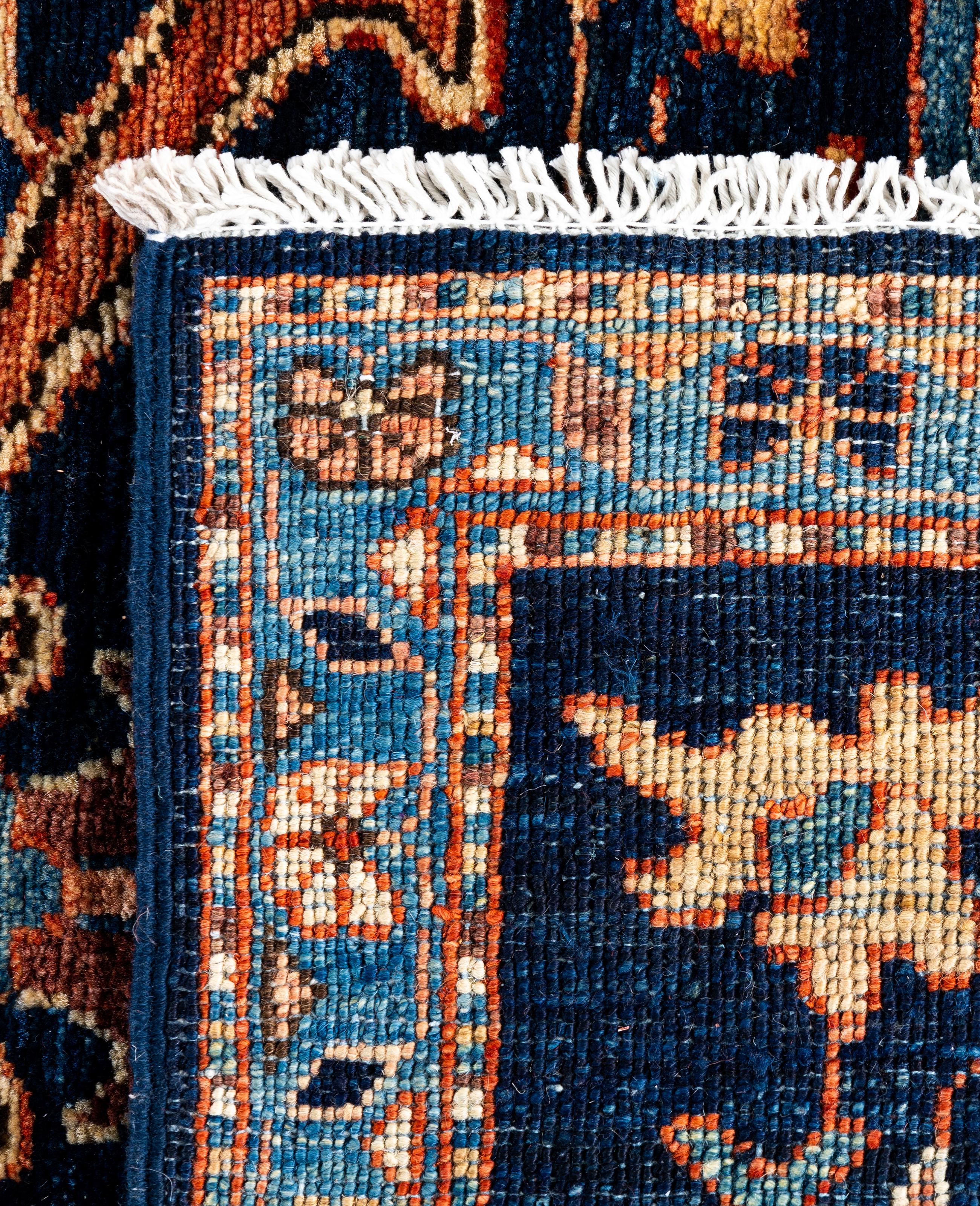Traditional Tribal Serapi Wool Hand Knotted Blue Area Rug 3' 1