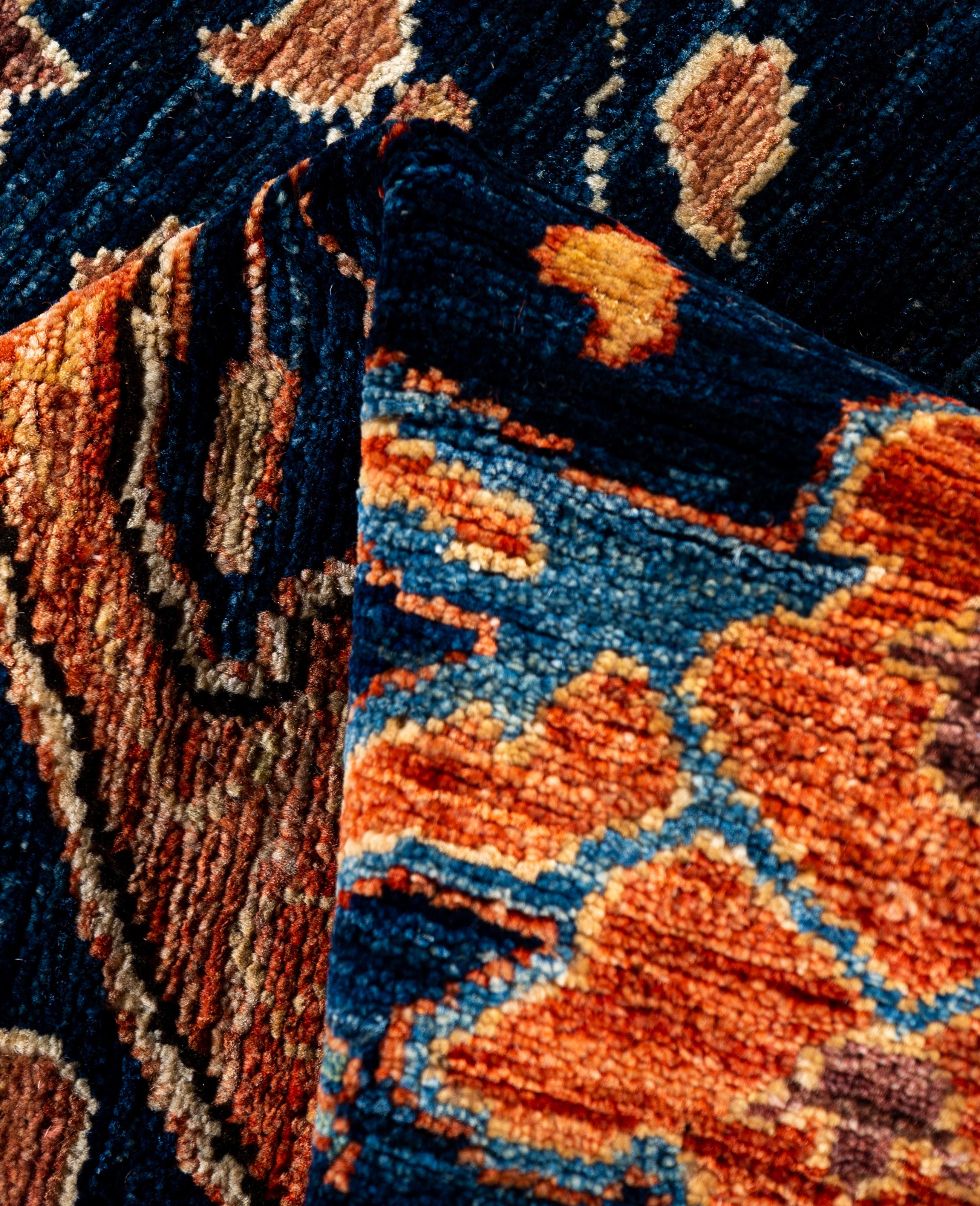 Traditional Tribal Serapi Wool Hand Knotted Blue Area Rug 3' 1