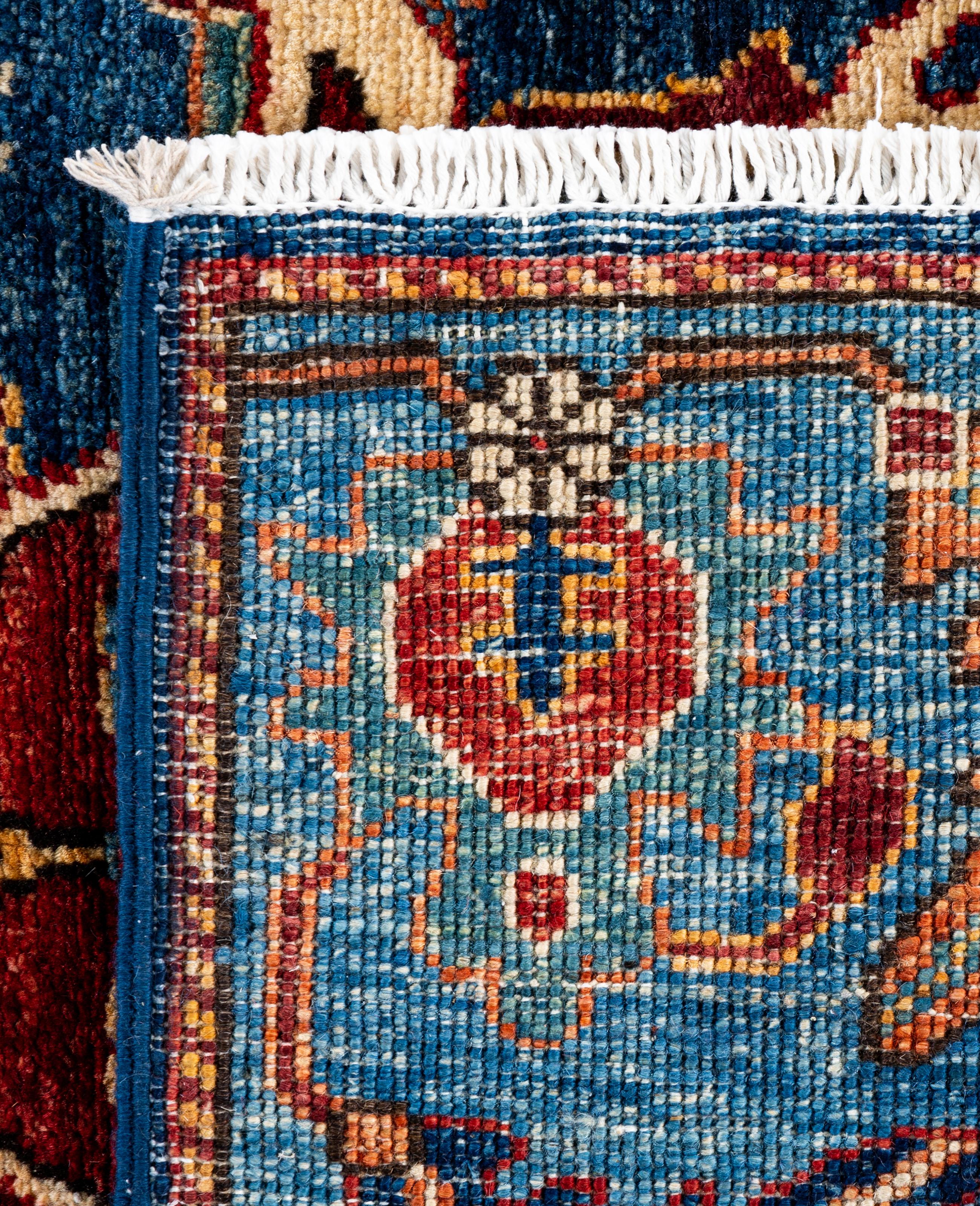 Traditional Tribal Serapi Wool Hand Knotted Blue Area Rug 3' 1