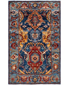 Traditional Tribal Serapi Wool Hand Knotted Blue Area Rug 3' 1" x 4' 11"