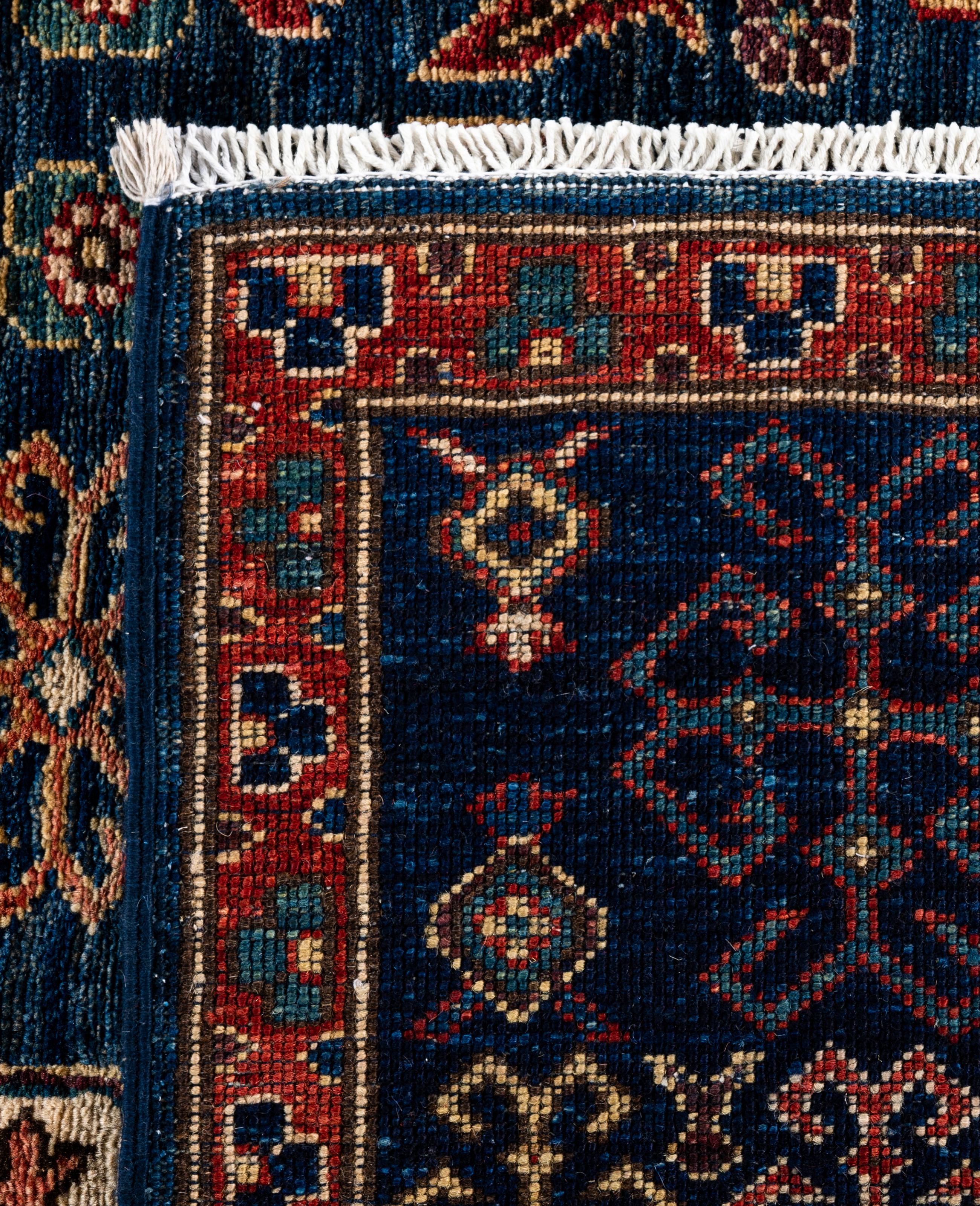 Traditional Tribal Serapi Wool Hand Knotted Blue Area Rug 5' 10