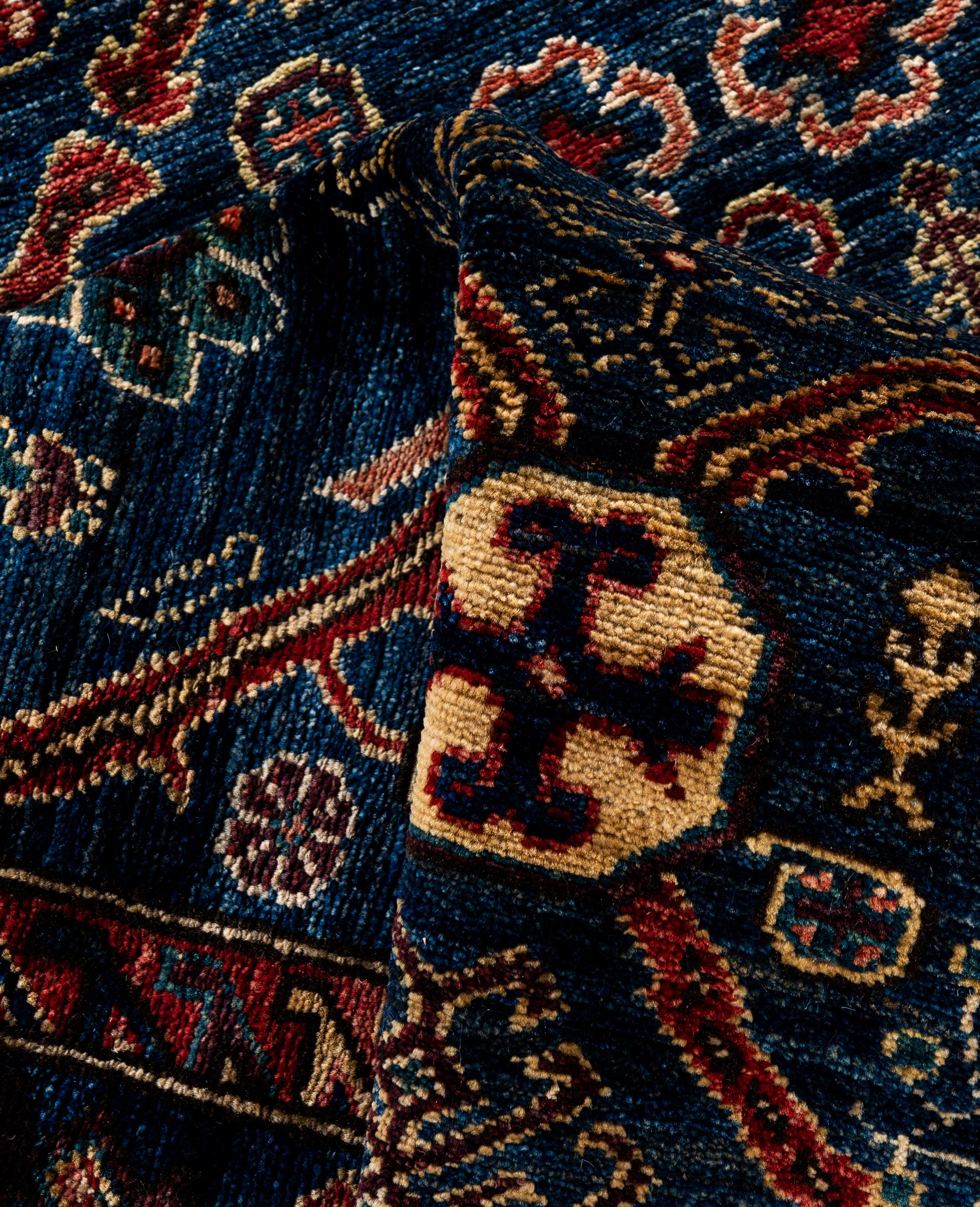 Traditional Tribal Serapi Wool Hand Knotted Blue Area Rug 5' 10