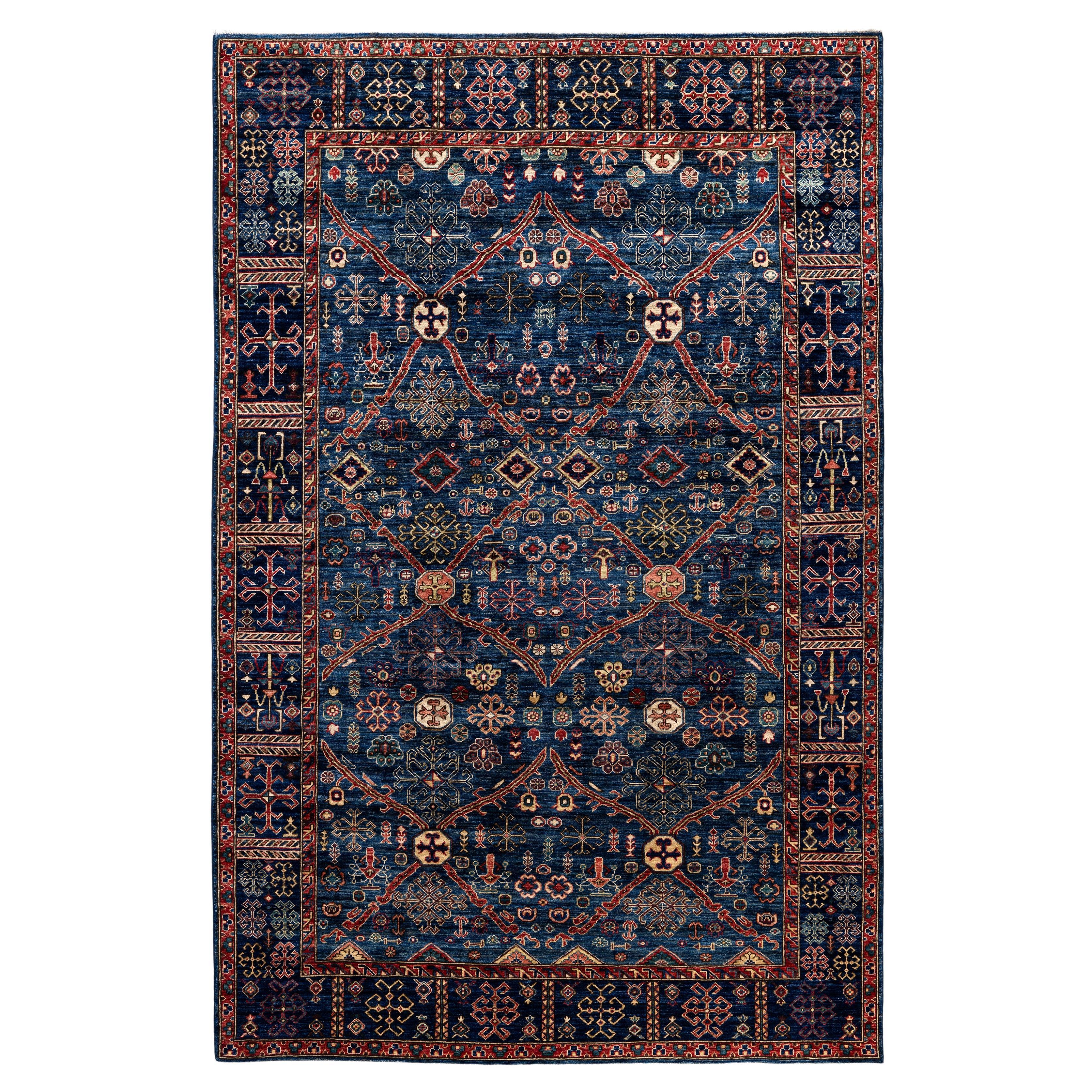 Traditional Tribal Serapi Wool Hand Knotted Blue Area Rug 5' 10" x 8' 11"