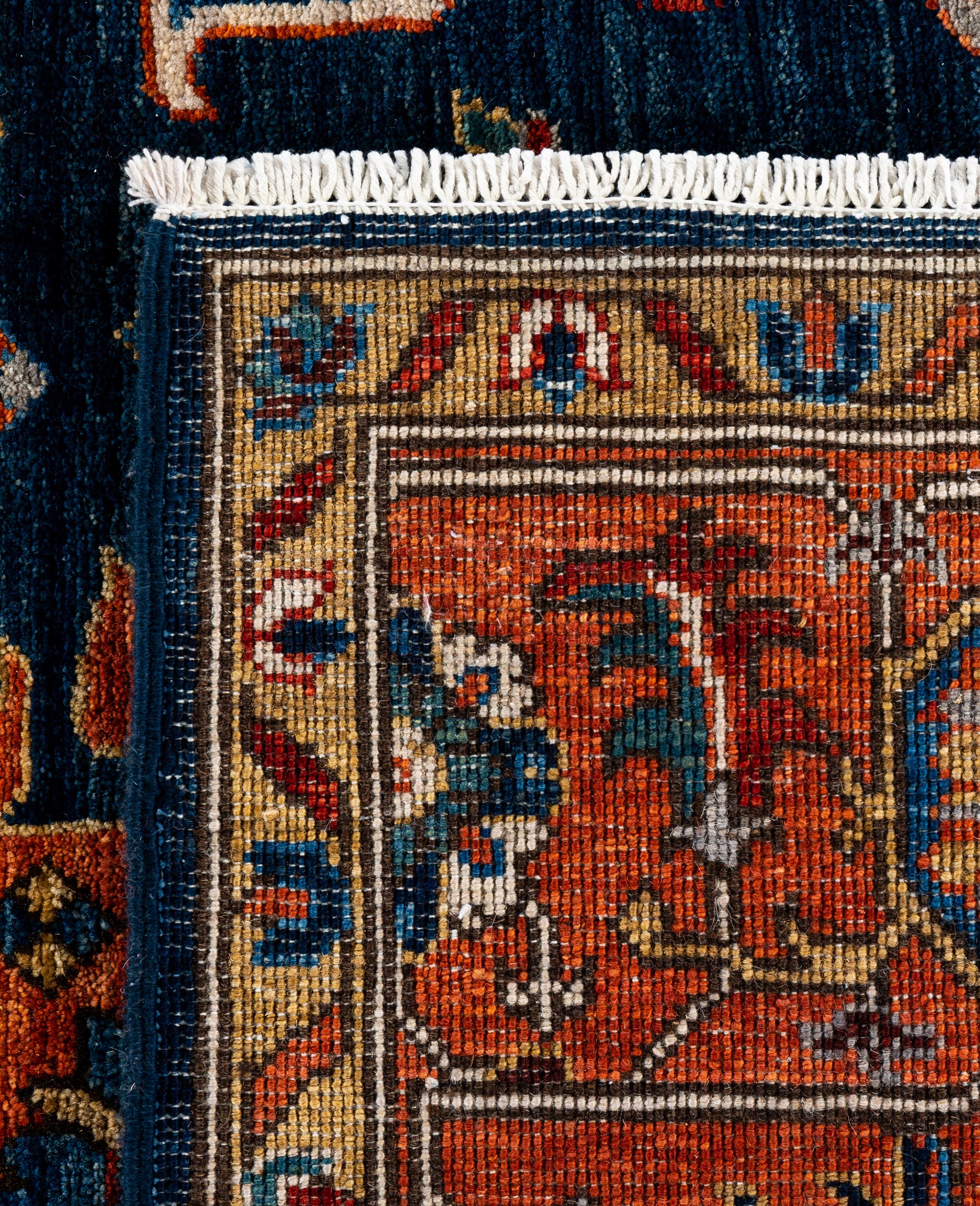 Traditional Tribal Serapi Wool Hand Knotted Blue Area Rug 6' 0