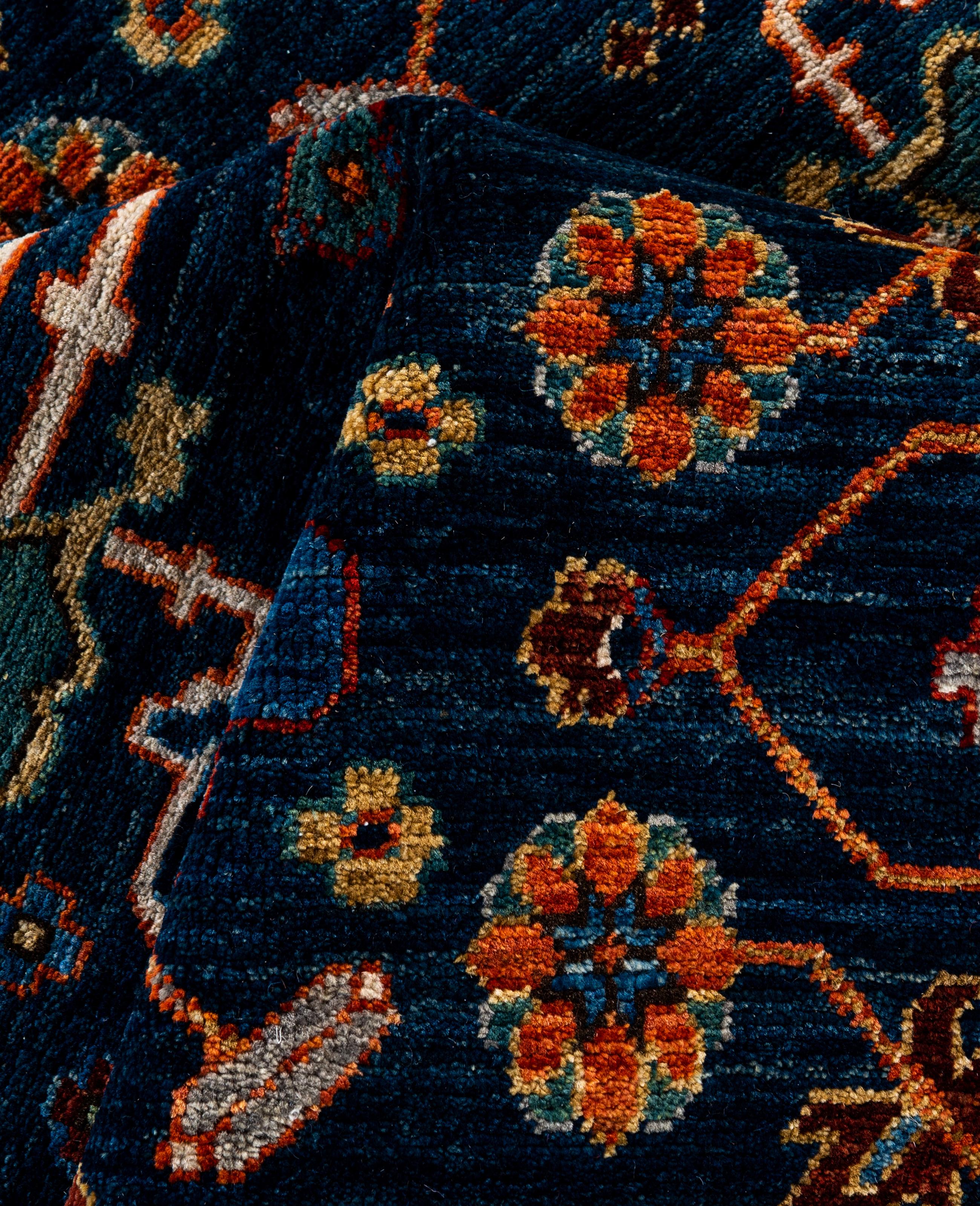 Traditional Tribal Serapi Wool Hand Knotted Blue Area Rug 6' 0