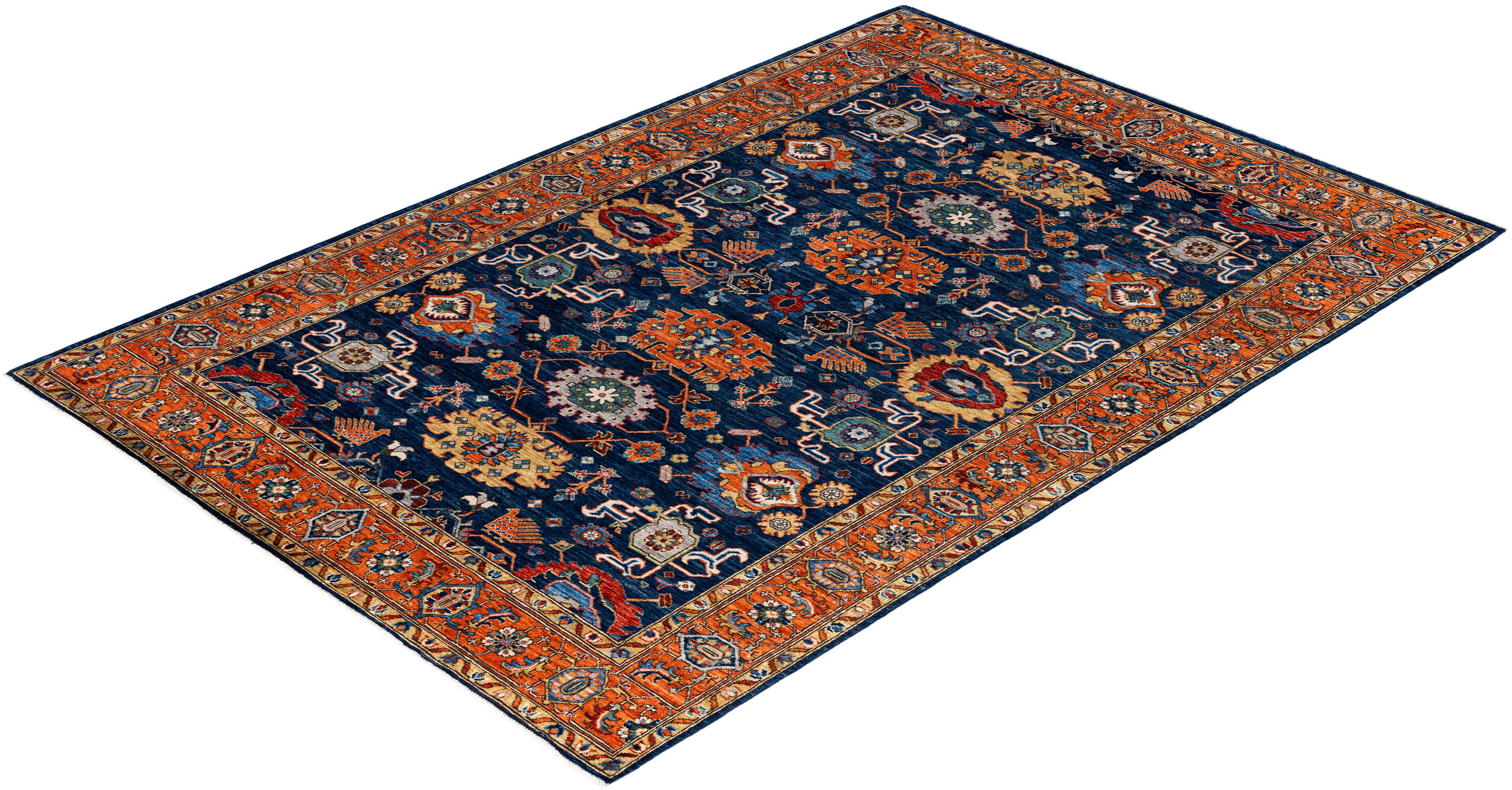 Traditional Tribal Serapi Wool Hand Knotted Blue Area Rug 6' 0