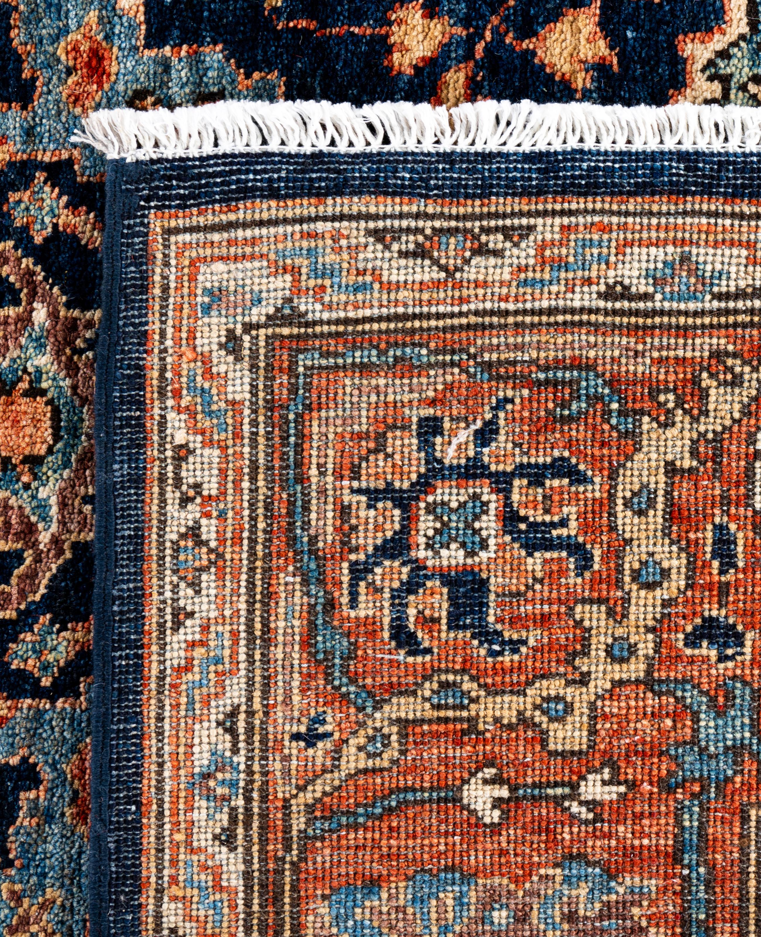 Traditional Tribal Serapi Wool Hand Knotted Blue Area Rug 6' 0
