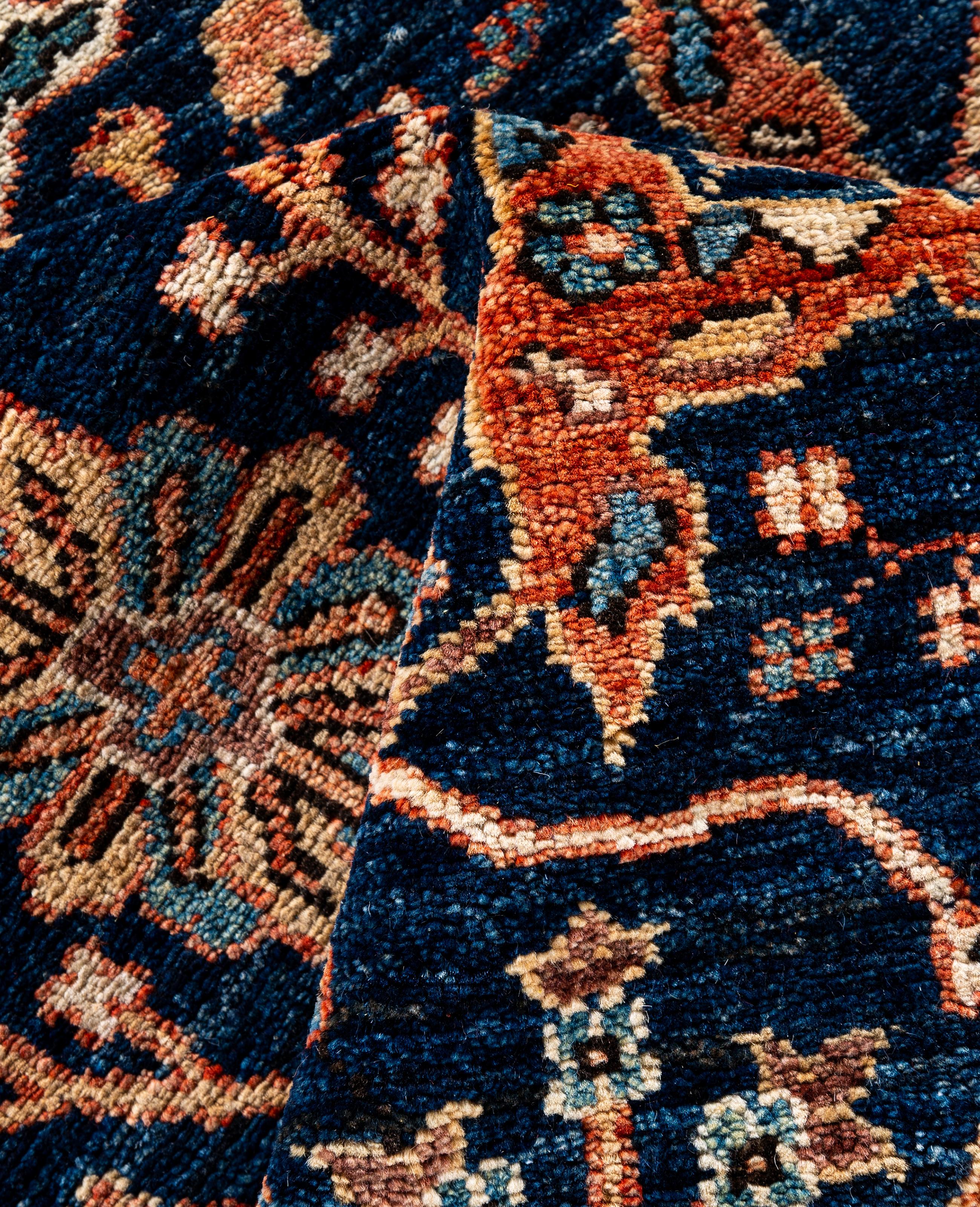 Traditional Tribal Serapi Wool Hand Knotted Blue Area Rug 6' 0