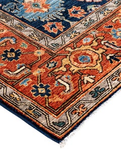 Traditional Tribal Serapi Wool Hand Knotted Blue Area Rug 6' 3" x 9' 2"