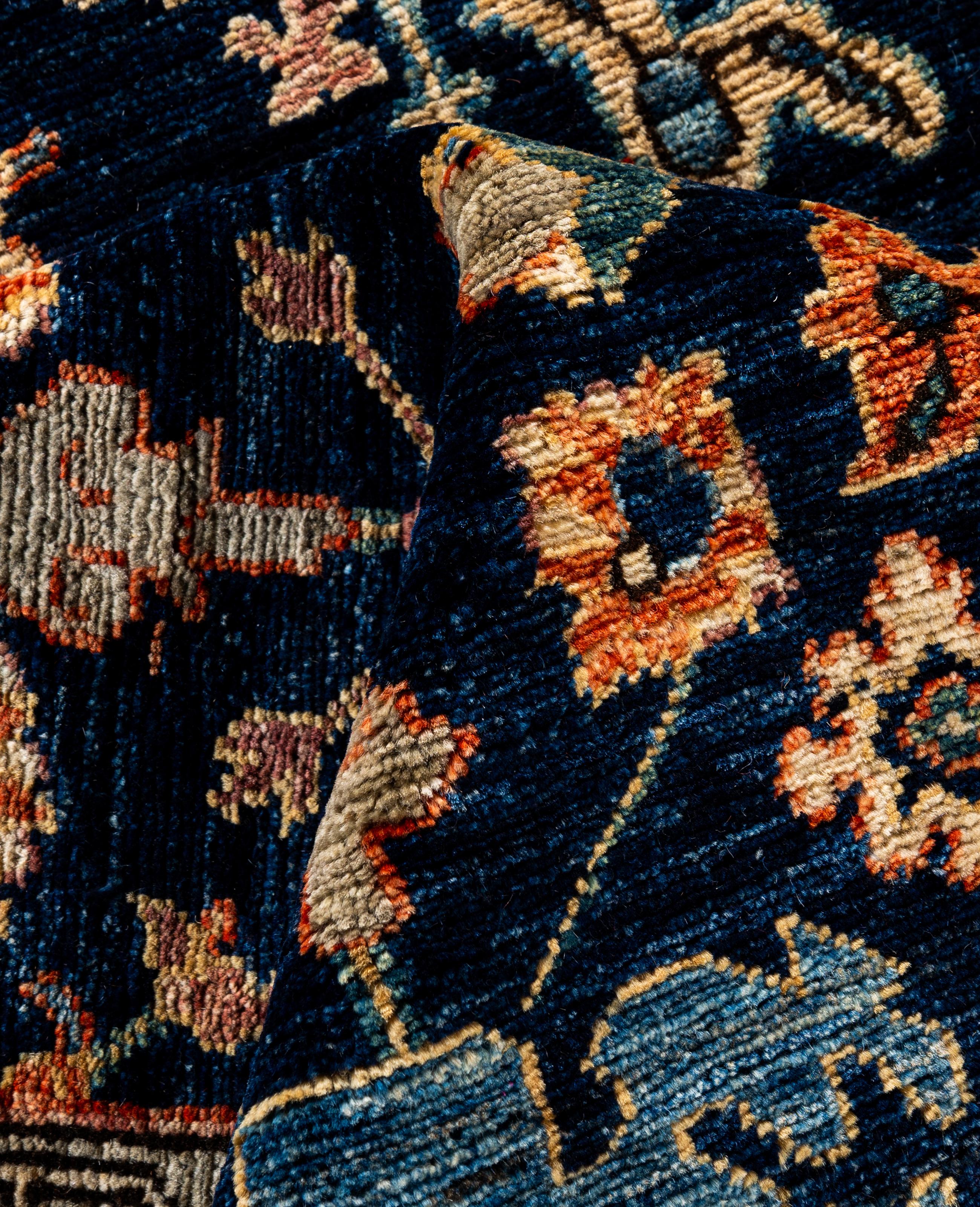 Traditional Tribal Serapi Wool Hand Knotted Blue Area Rug 6' 3