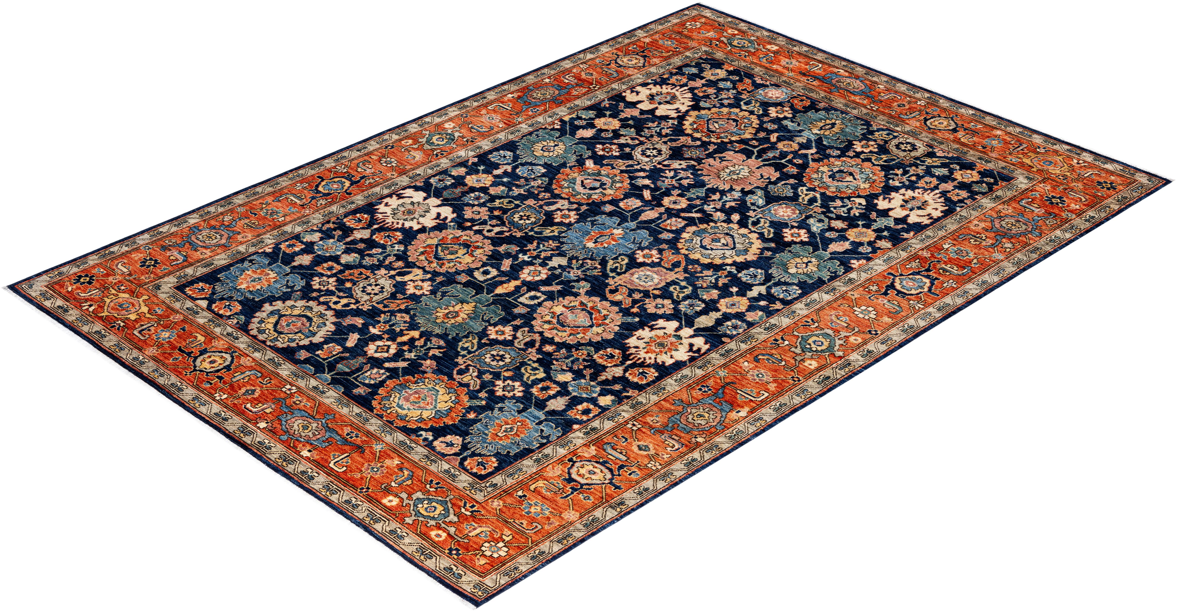 Traditional Tribal Serapi Wool Hand Knotted Blue Area Rug 6' 3