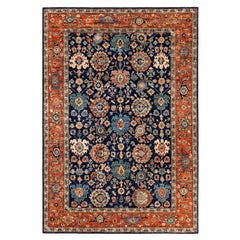 Traditional Tribal Serapi Wool Hand Knotted Blue Area Rug 6' 3" x 9' 2"