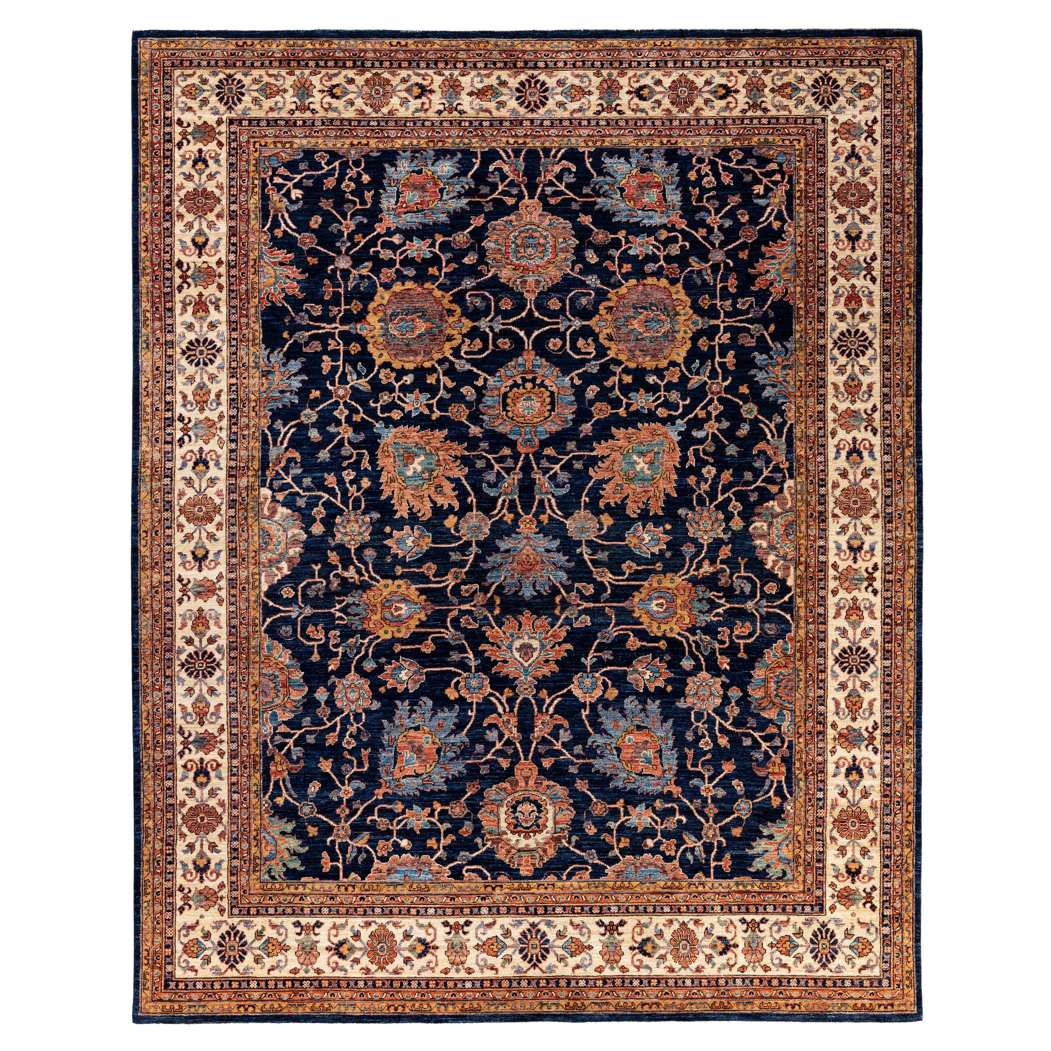 Traditional Tribal Serapi Wool Hand Knotted Blue Area Rug 8' 0" x 10' 1"